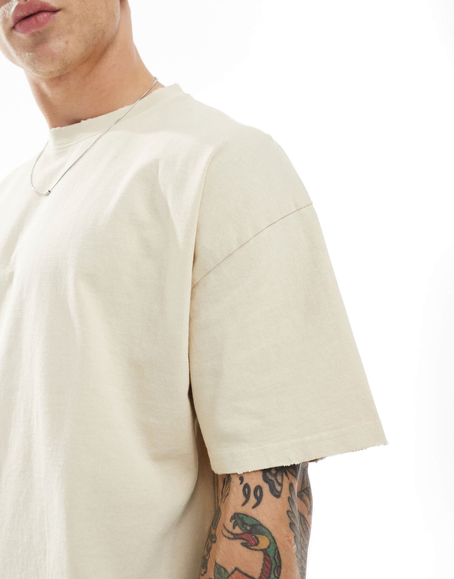 Pull&Bear destroyed boxy t-shirt in sand