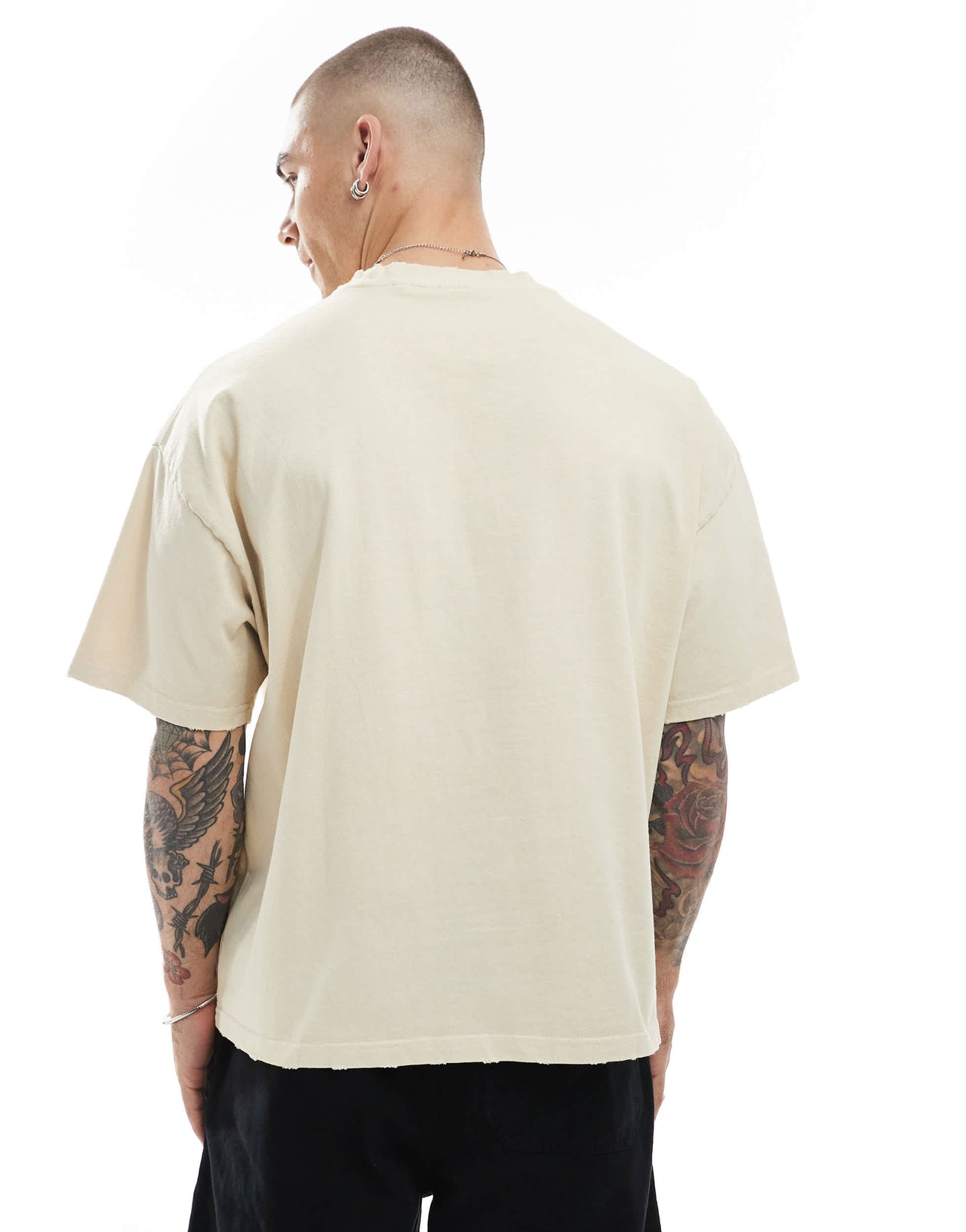Pull&Bear destroyed boxy t-shirt in sand