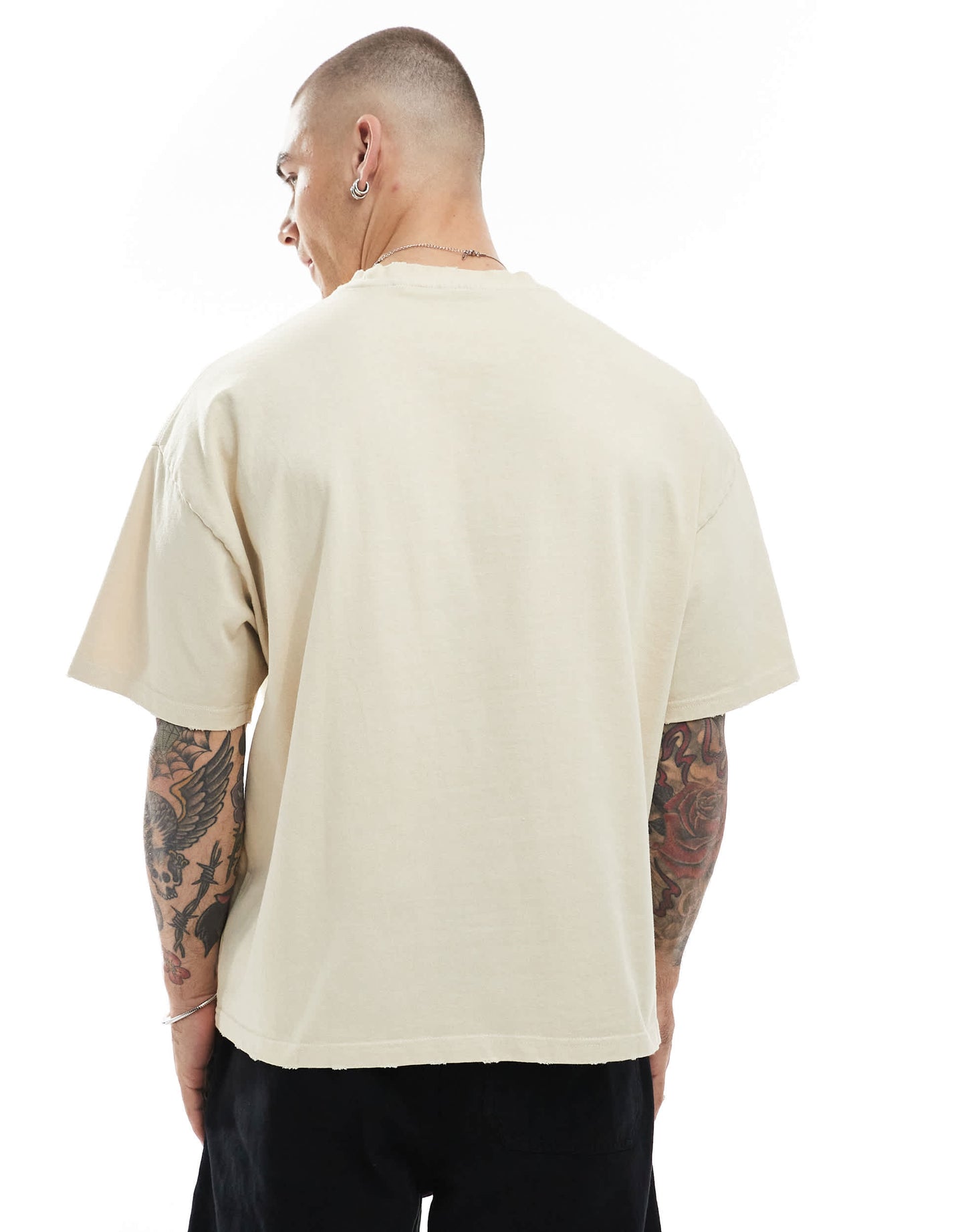 Pull&Bear destroyed boxy t-shirt in sand