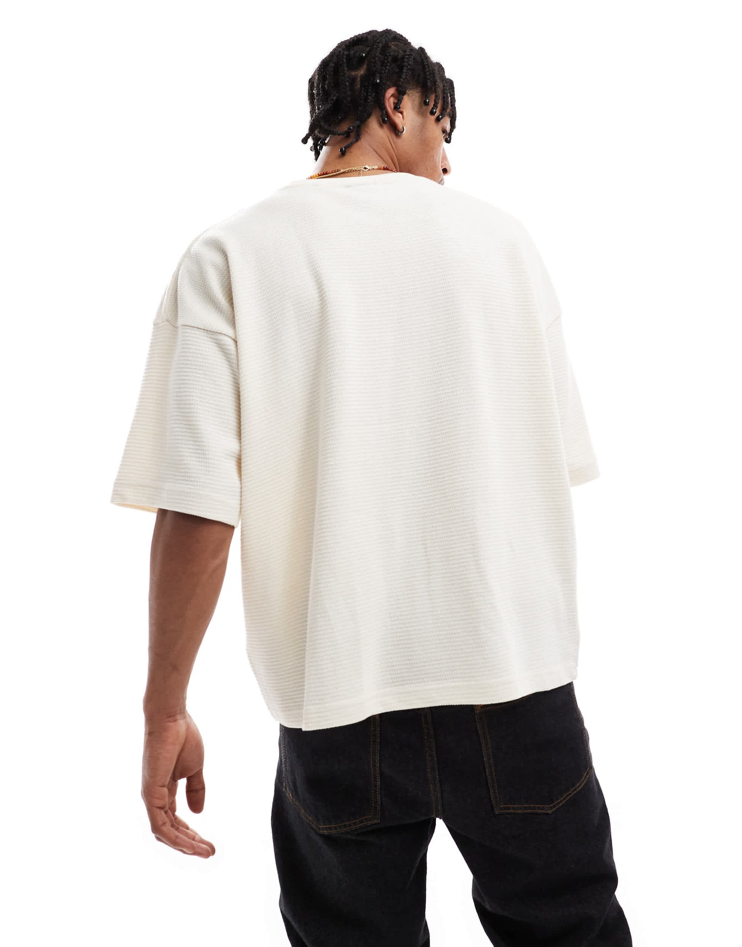 Pull&Bear textured flower vase  graphic t-shirt in white