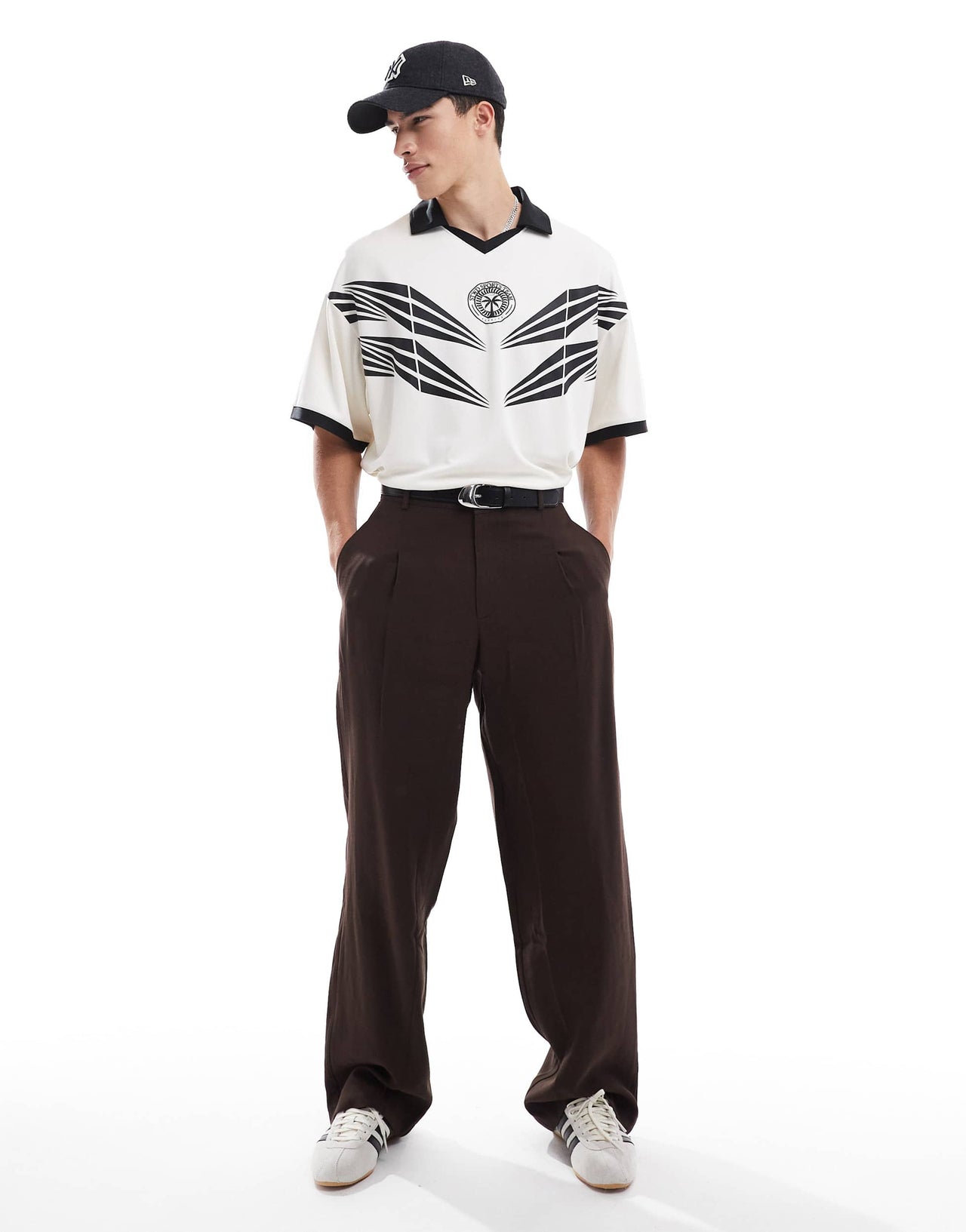 Pull&Bear STWD graphic football polo in white