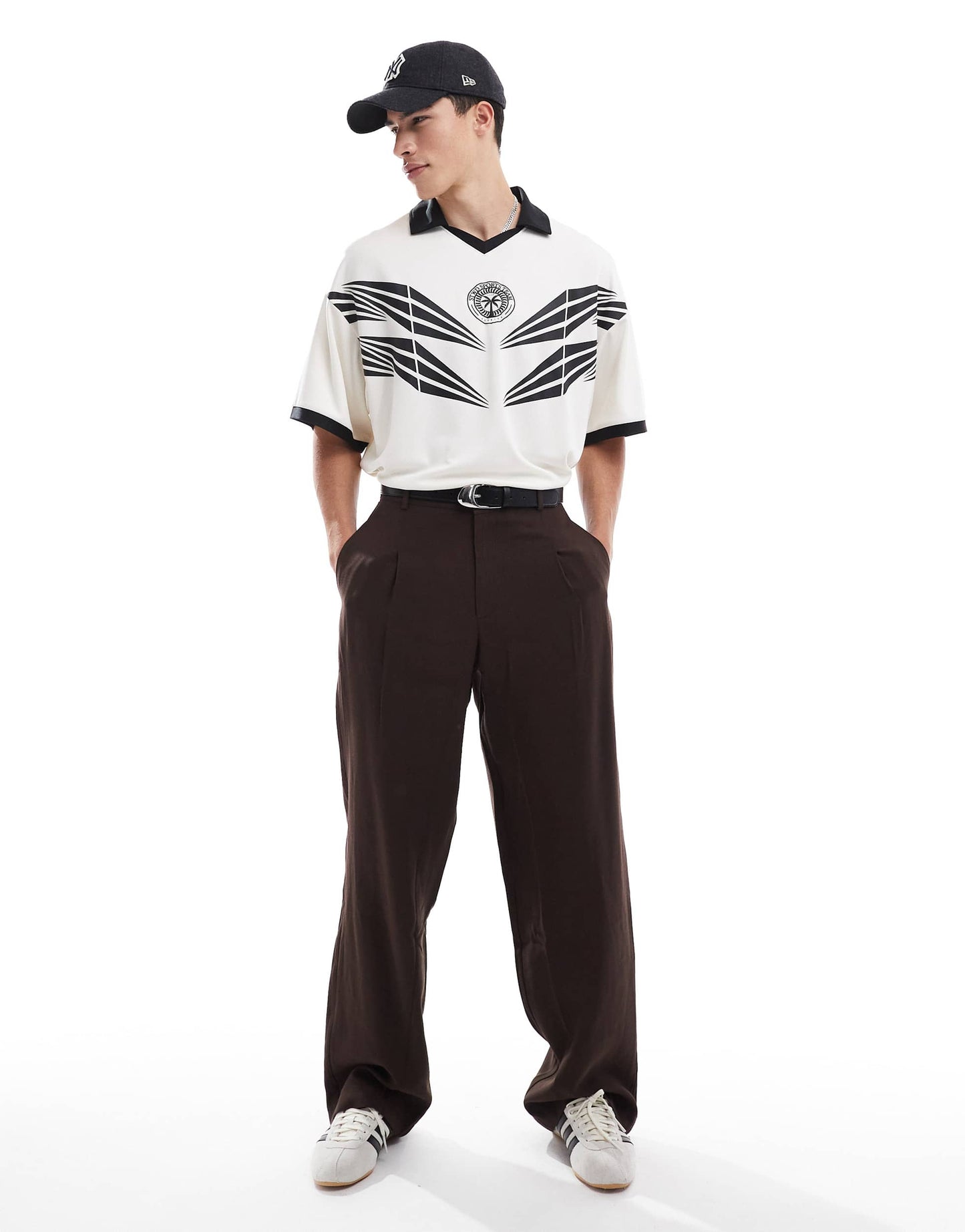 Pull&Bear STWD graphic football polo in white