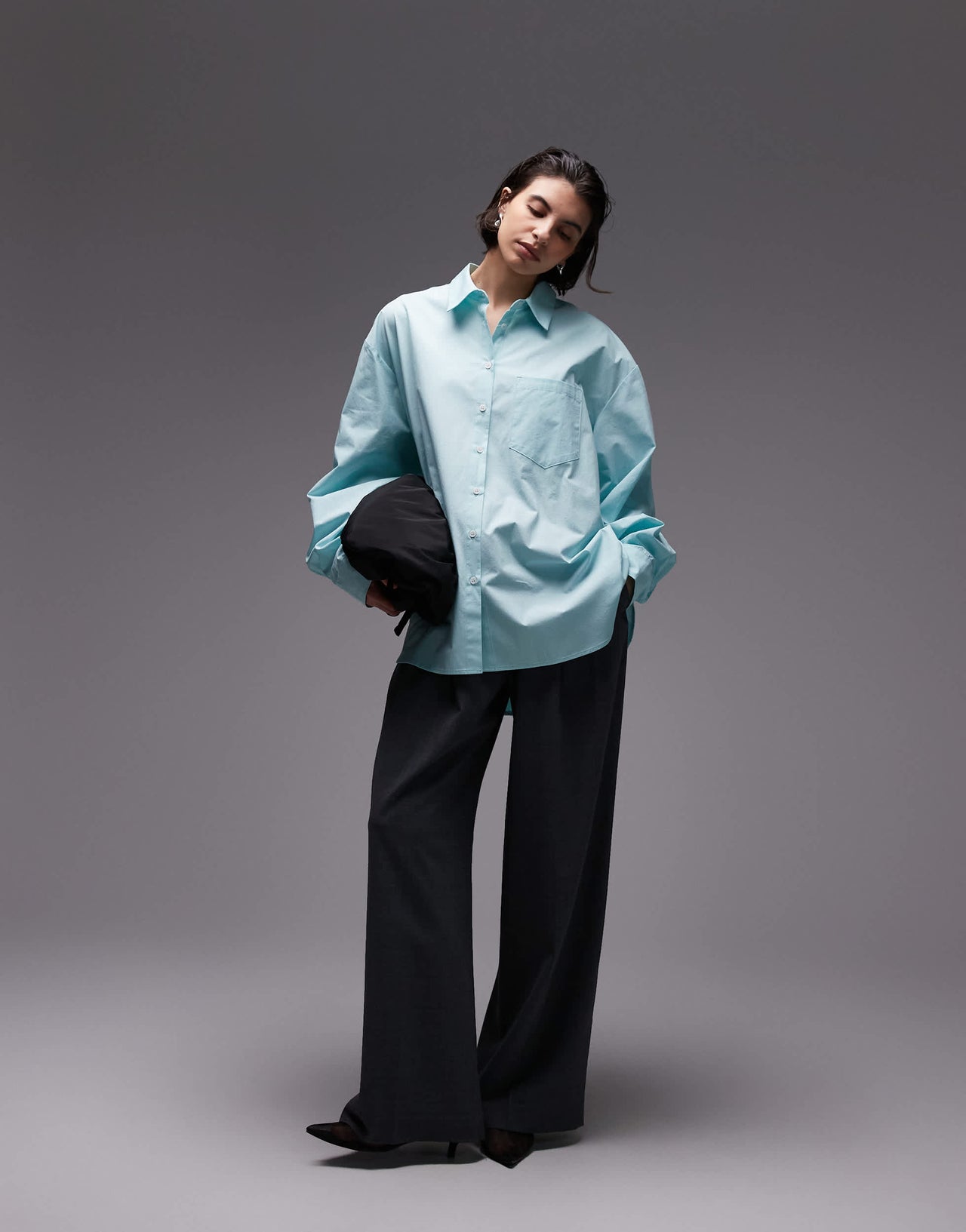 ASOS DESIGN oversized shirt with tab back detail in turqouise