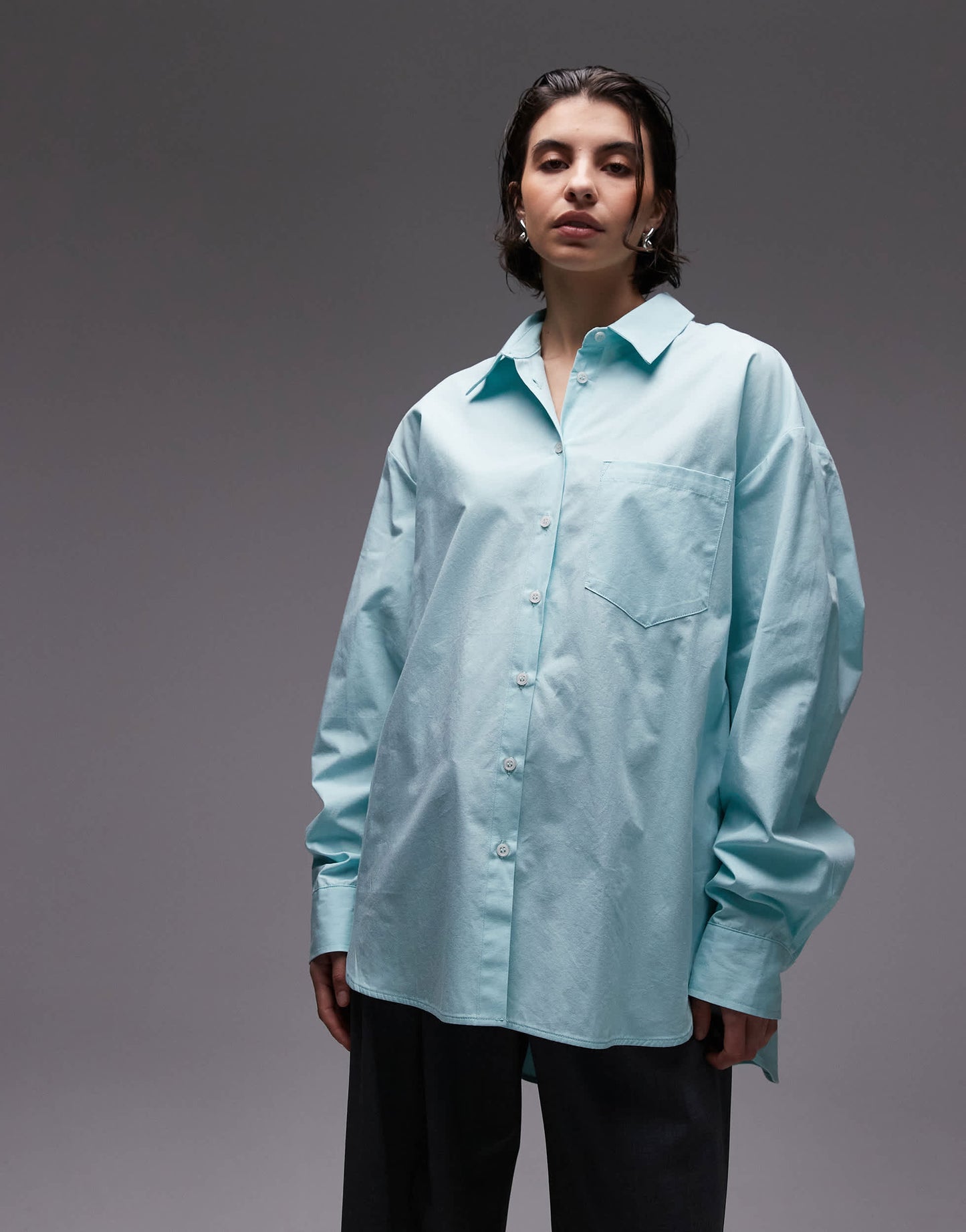 ASOS DESIGN oversized shirt with tab back detail in turqouise