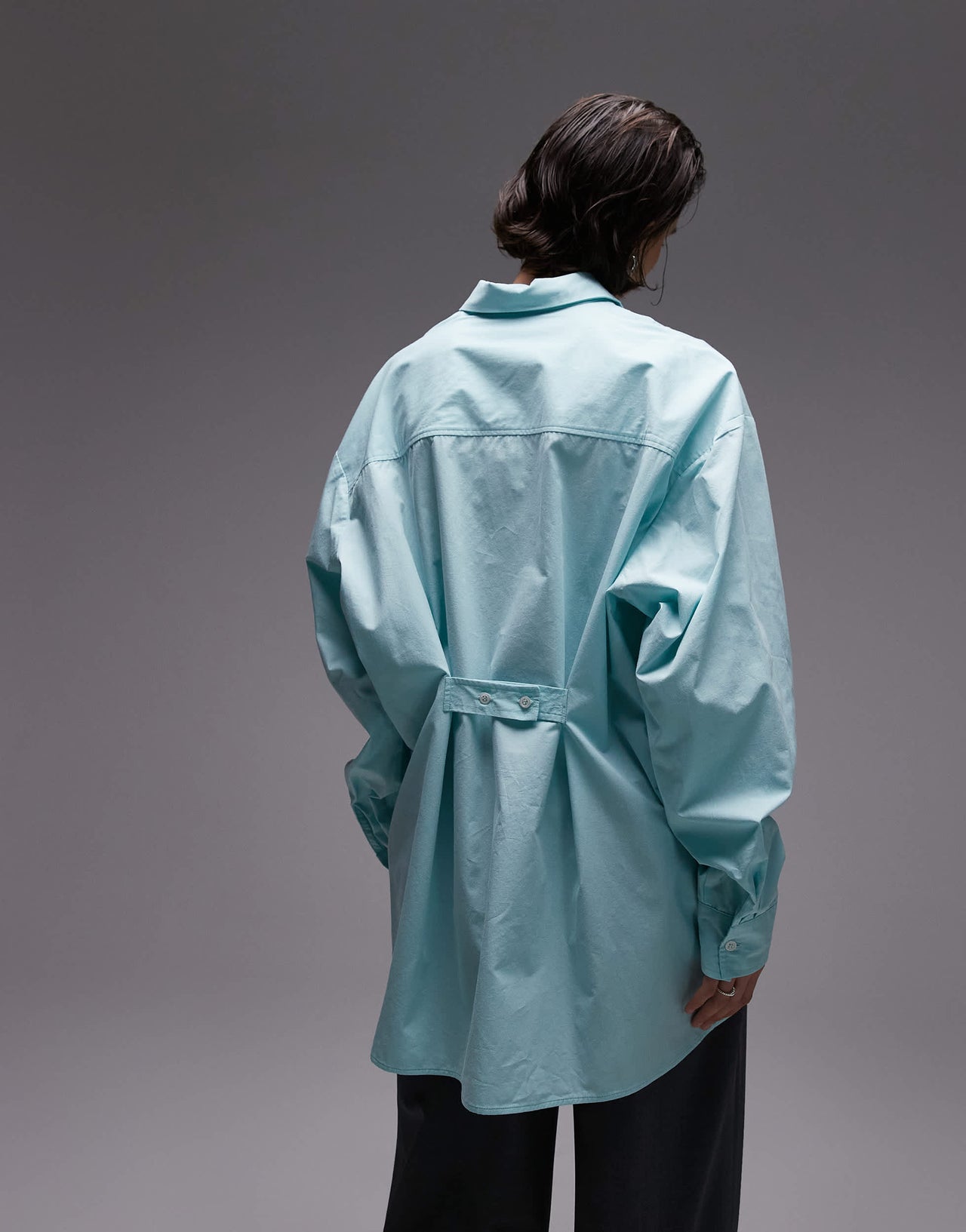 ASOS DESIGN oversized shirt with tab back detail in turqouise