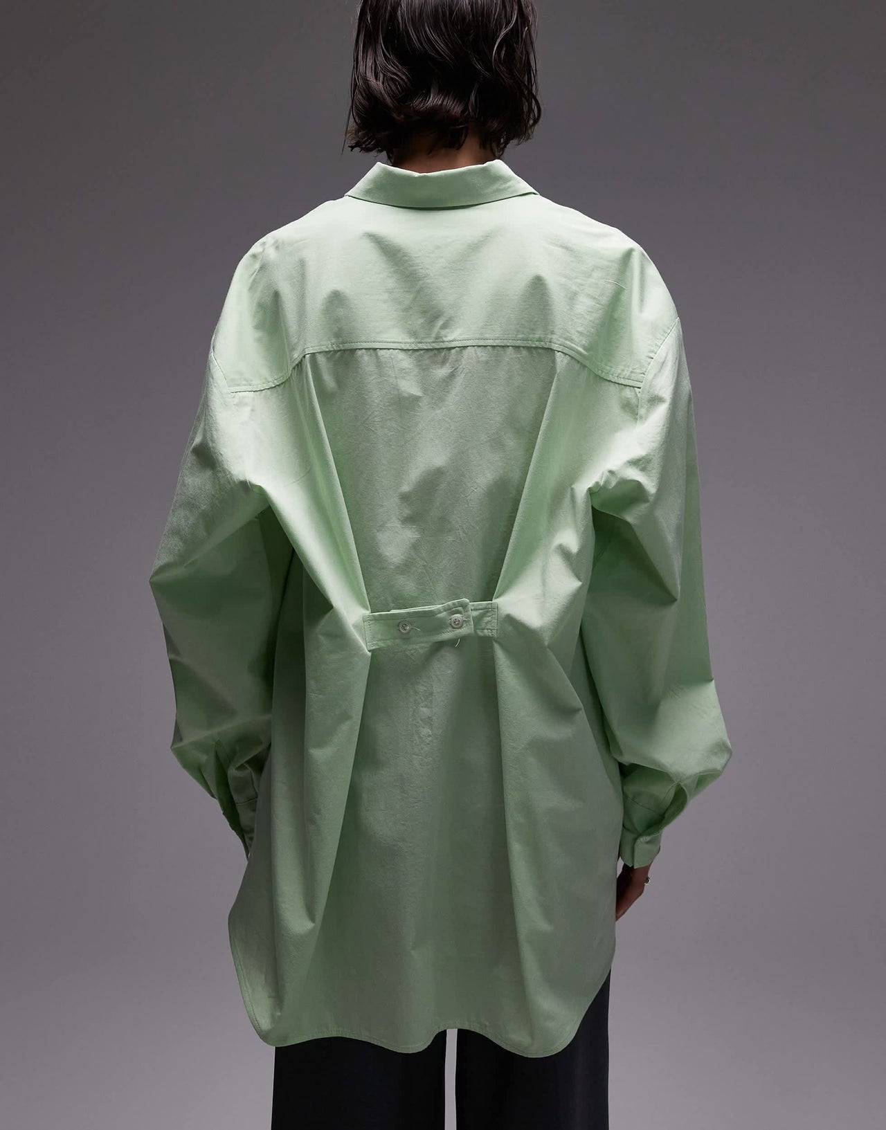 ASOS DESIGN oversized shirt with tab back detail in green