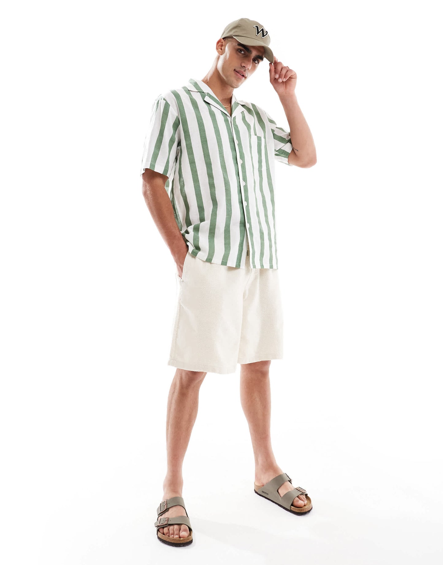 Pull&Bear textured drawstring short co-ord in ecru