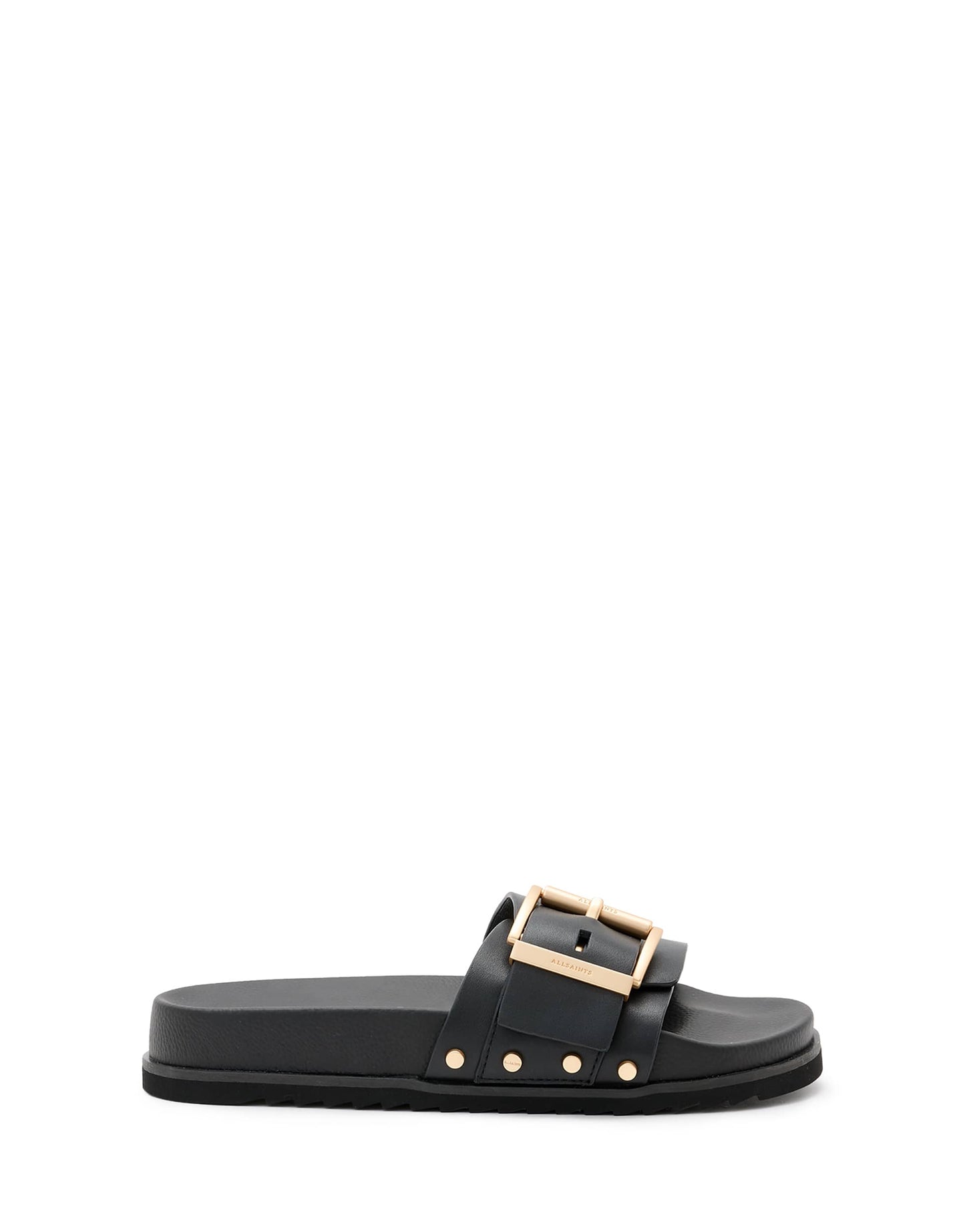 AllSaints Ellie studded leather sliders in black