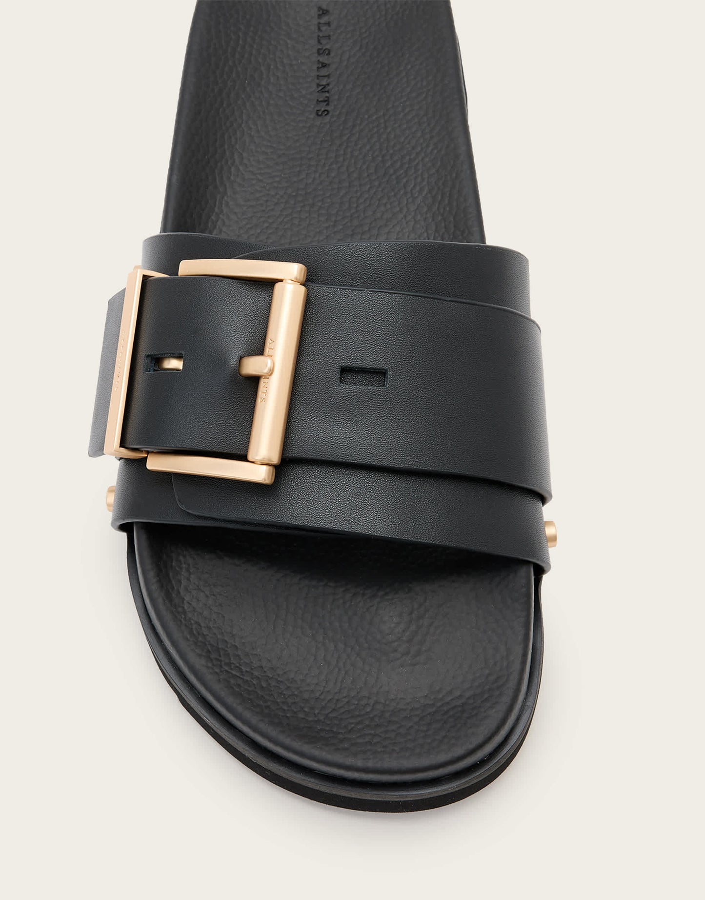 AllSaints Ellie studded leather sliders in black