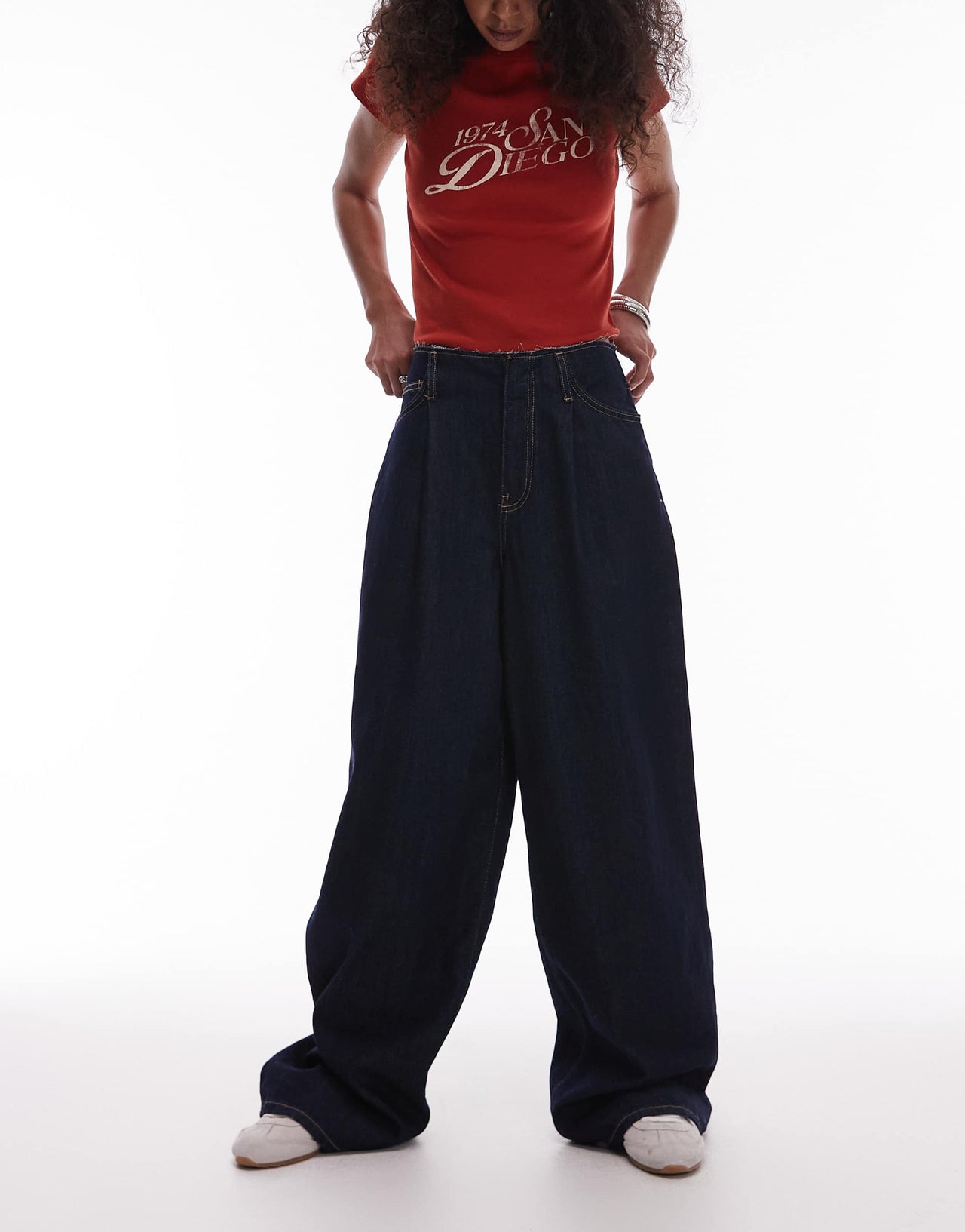Mango Maddy raw waistband low waisted jean in dark blue