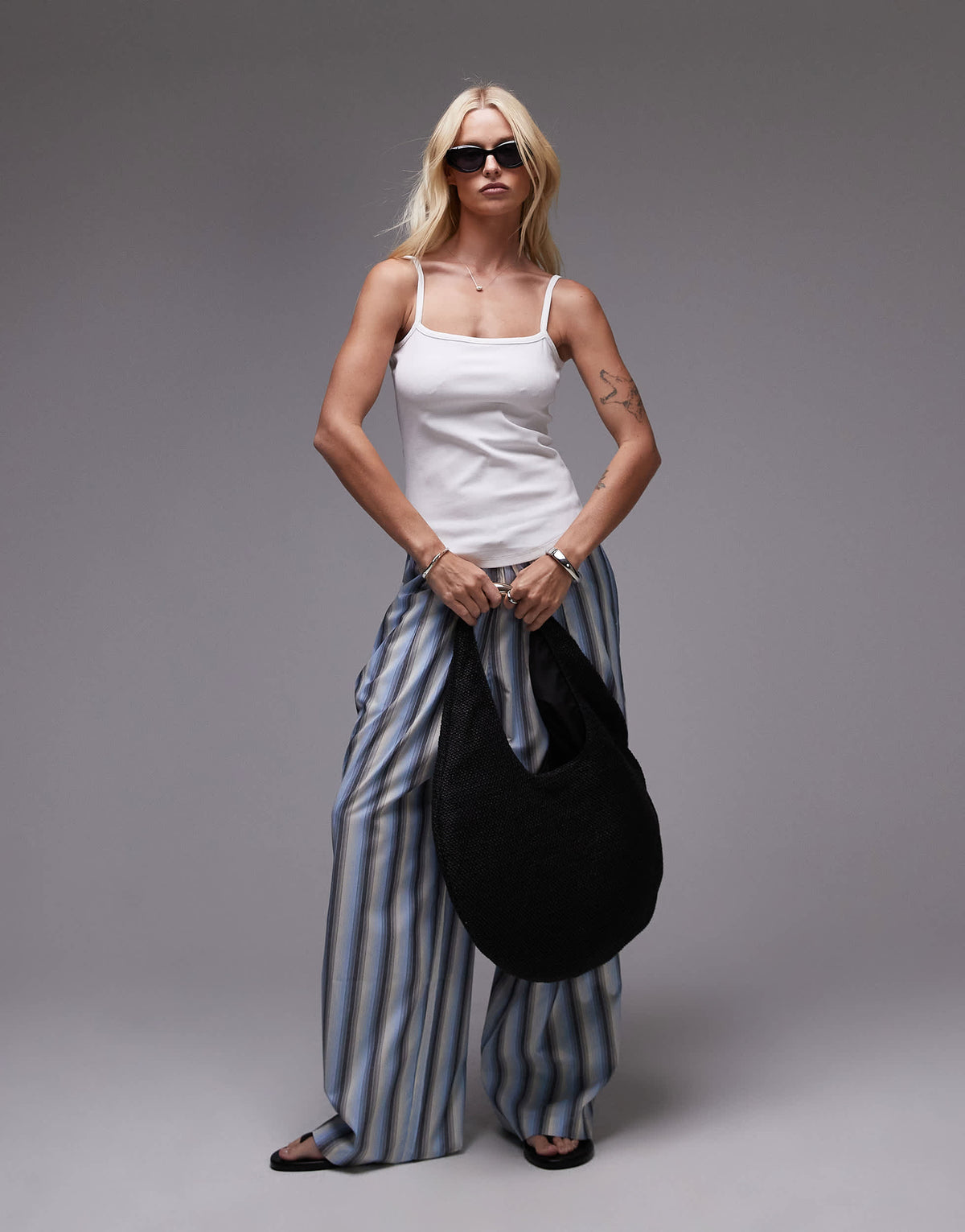 & Other Stories sleek fit jersey strappy vest in white