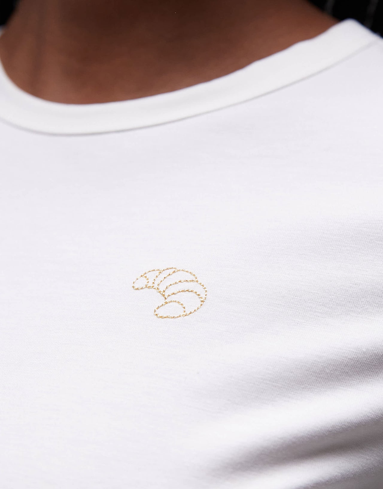 & Other Stories slim fi t-shirt in white with mini croissant embroidery