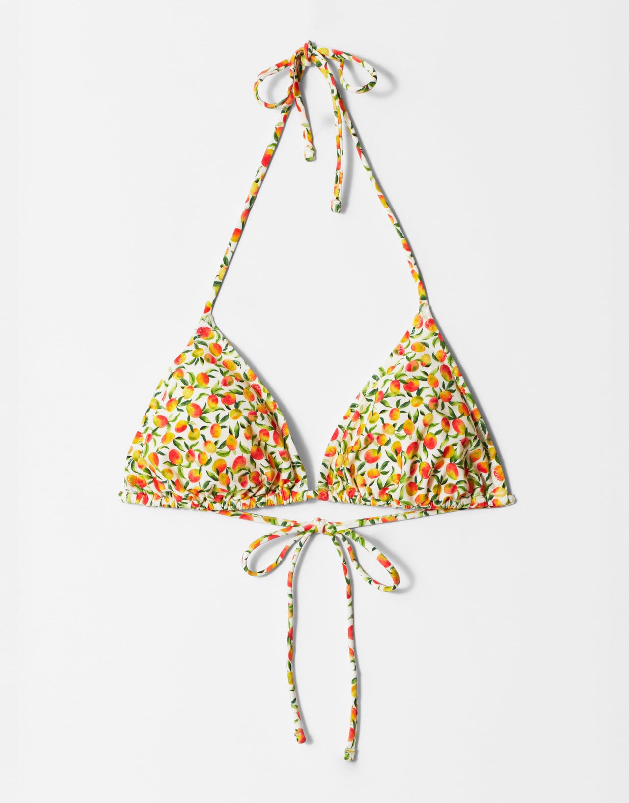 & Other Stories triangle tie up bikini top with removeable padding in yellow disty flower print