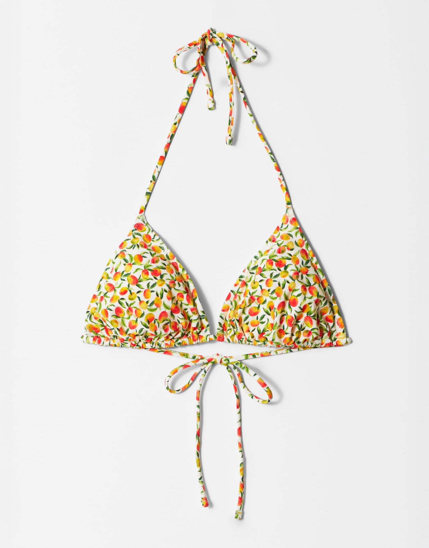 & Other Stories triangle tie up bikini top with removeable padding in yellow disty flower print