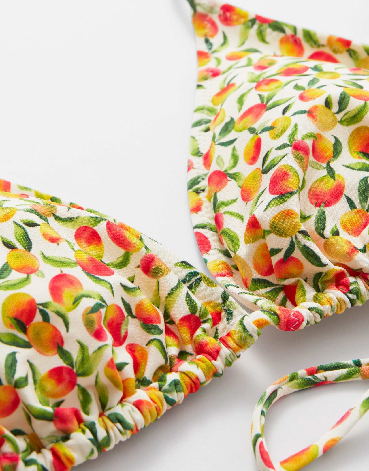 & Other Stories triangle tie up bikini top with removeable padding in yellow disty flower print