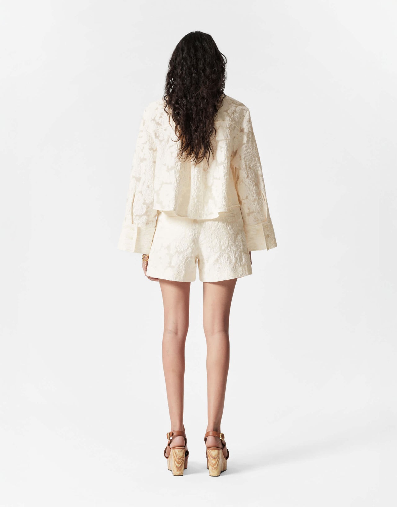 & Other Stories co-ord lace jacquard shorts in off white