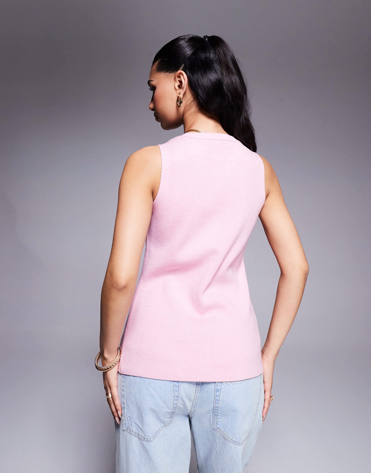 ASOS DESIGN structured longline gold button waistcoat in pink