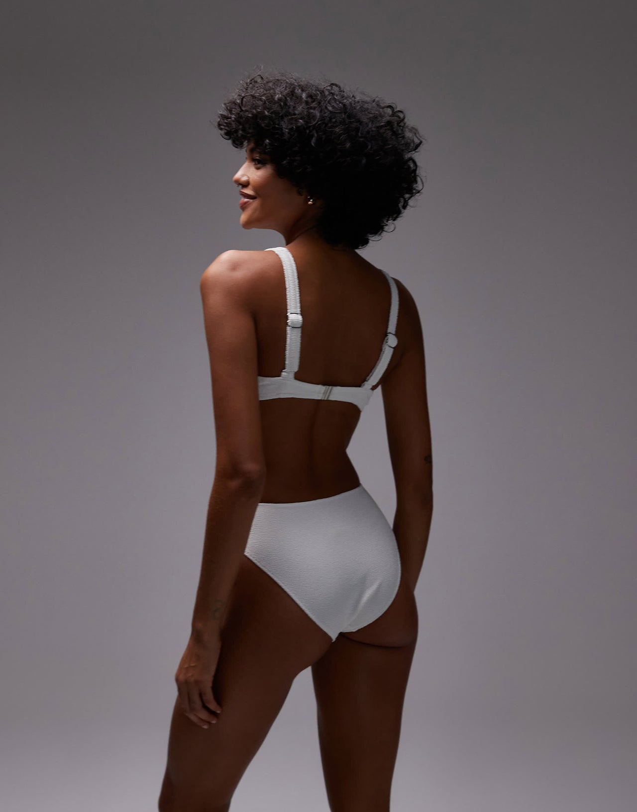 ARKET mix & match crinkle bubble bikini bottom in white