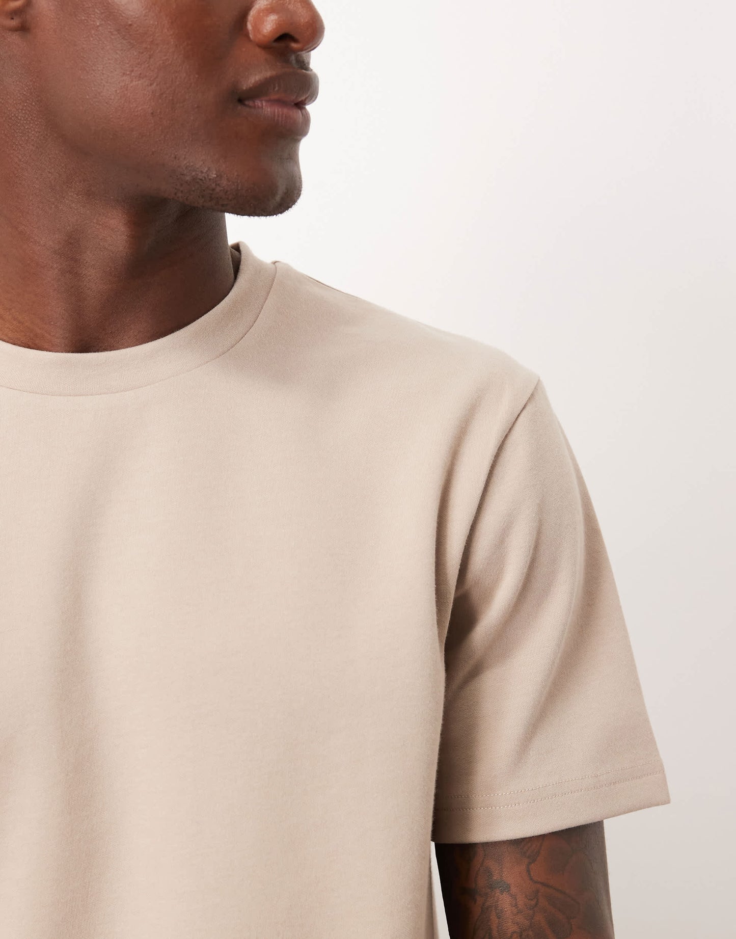 ASOS DESIGN heavyweight crew neck t-shirt in stone soft touch