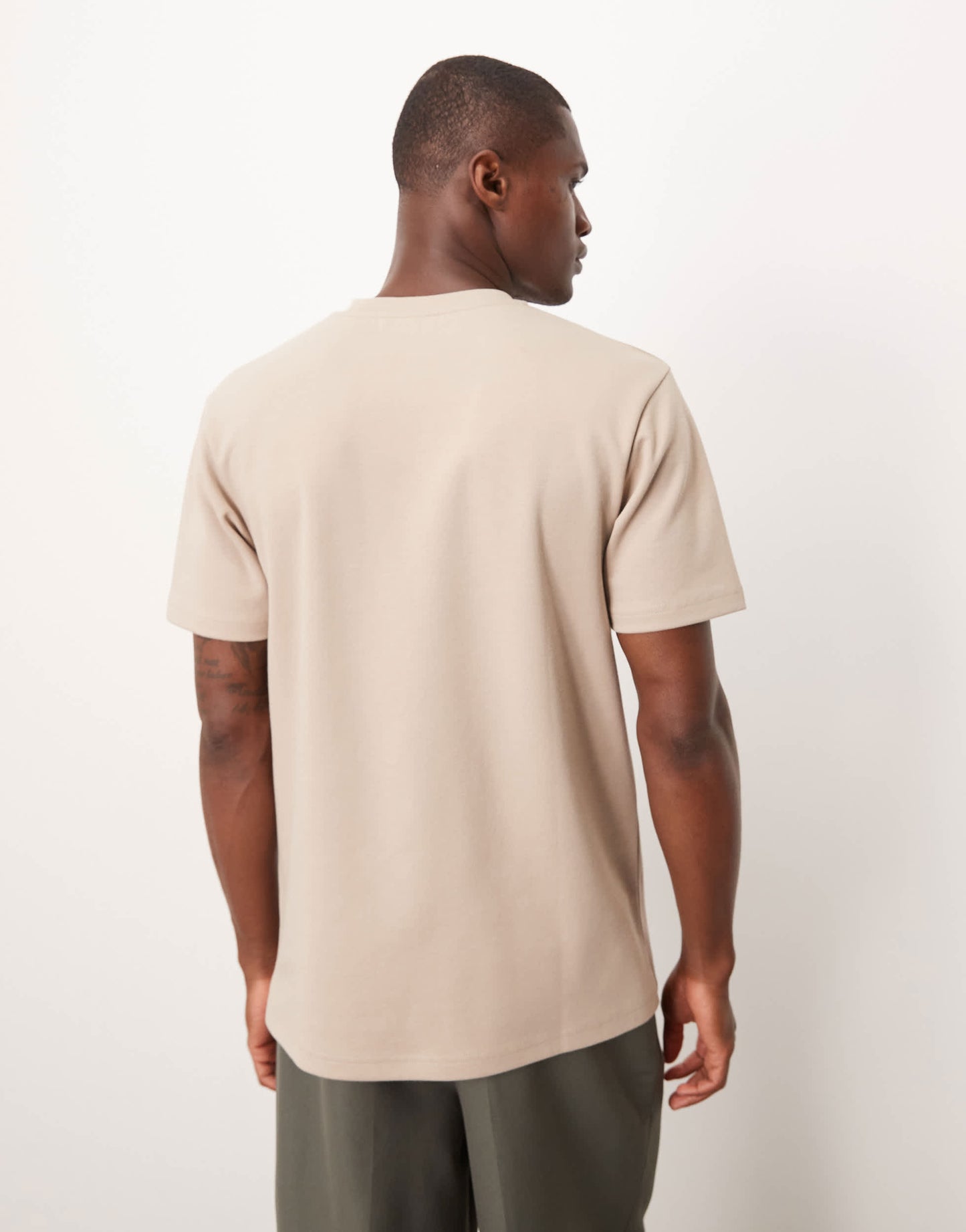 ASOS DESIGN heavyweight crew neck t-shirt in stone soft touch