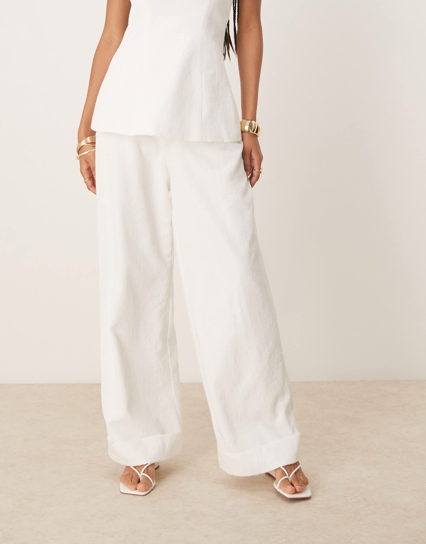 Six Stories tailored wide leg trouser co-ord in white