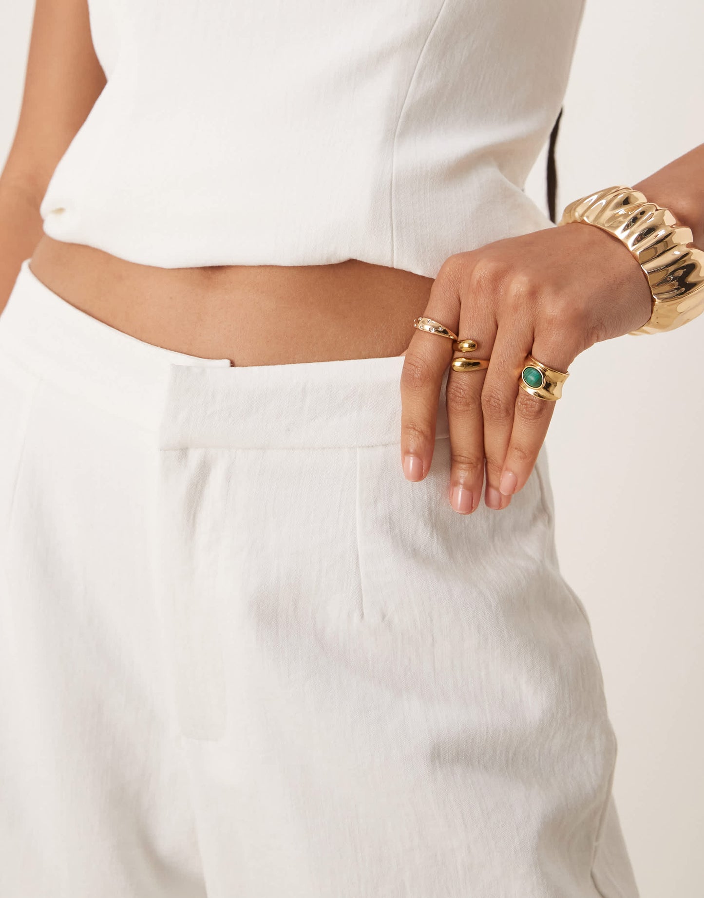 Six Stories tailored wide leg trouser co-ord in white