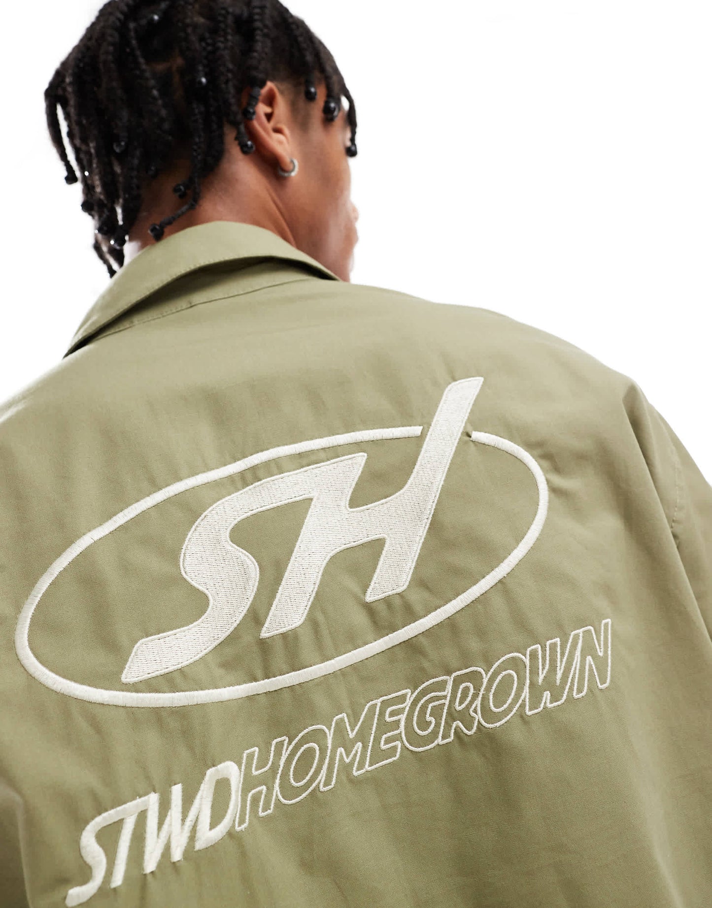 Pull&Bear zip through shirt in khaki
