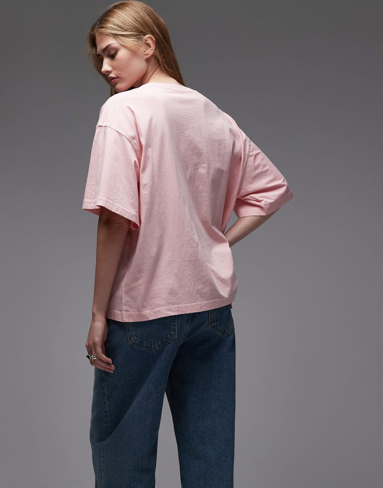 ARKET pure cotton boxy t-shirt in washed rose pink