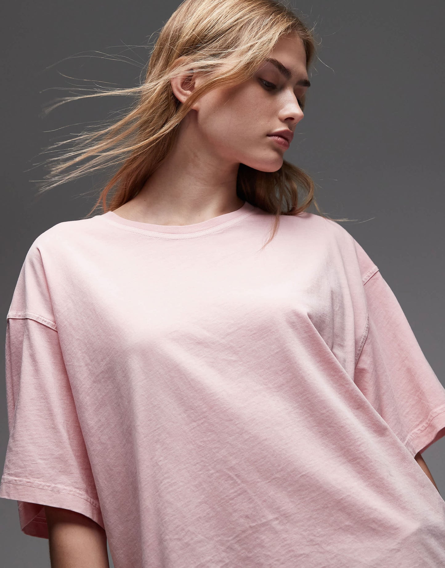 ARKET pure cotton boxy t-shirt in washed rose pink