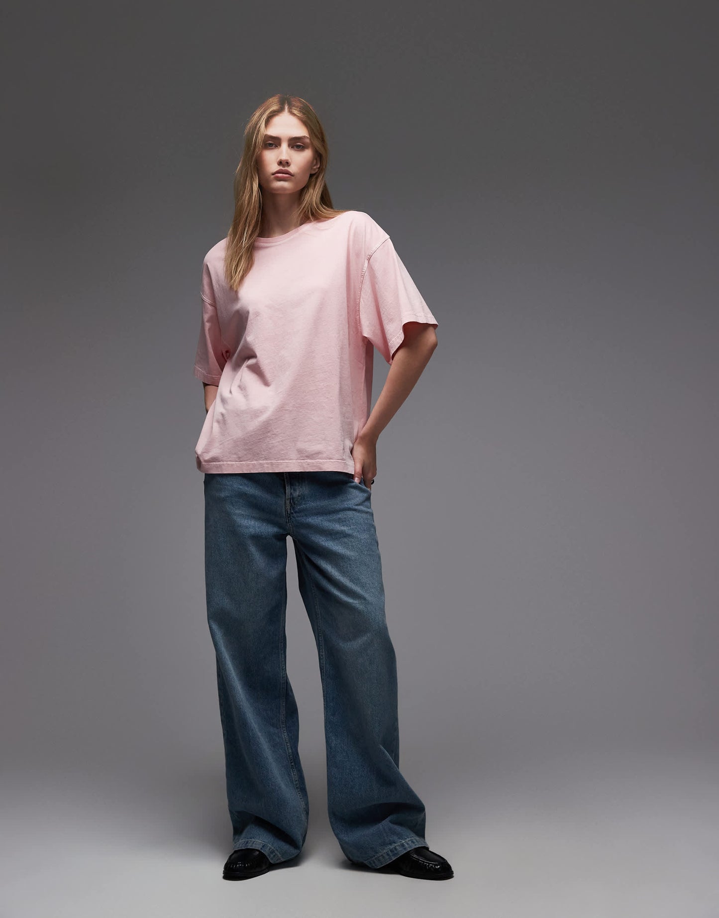 ARKET pure cotton boxy t-shirt in washed rose pink