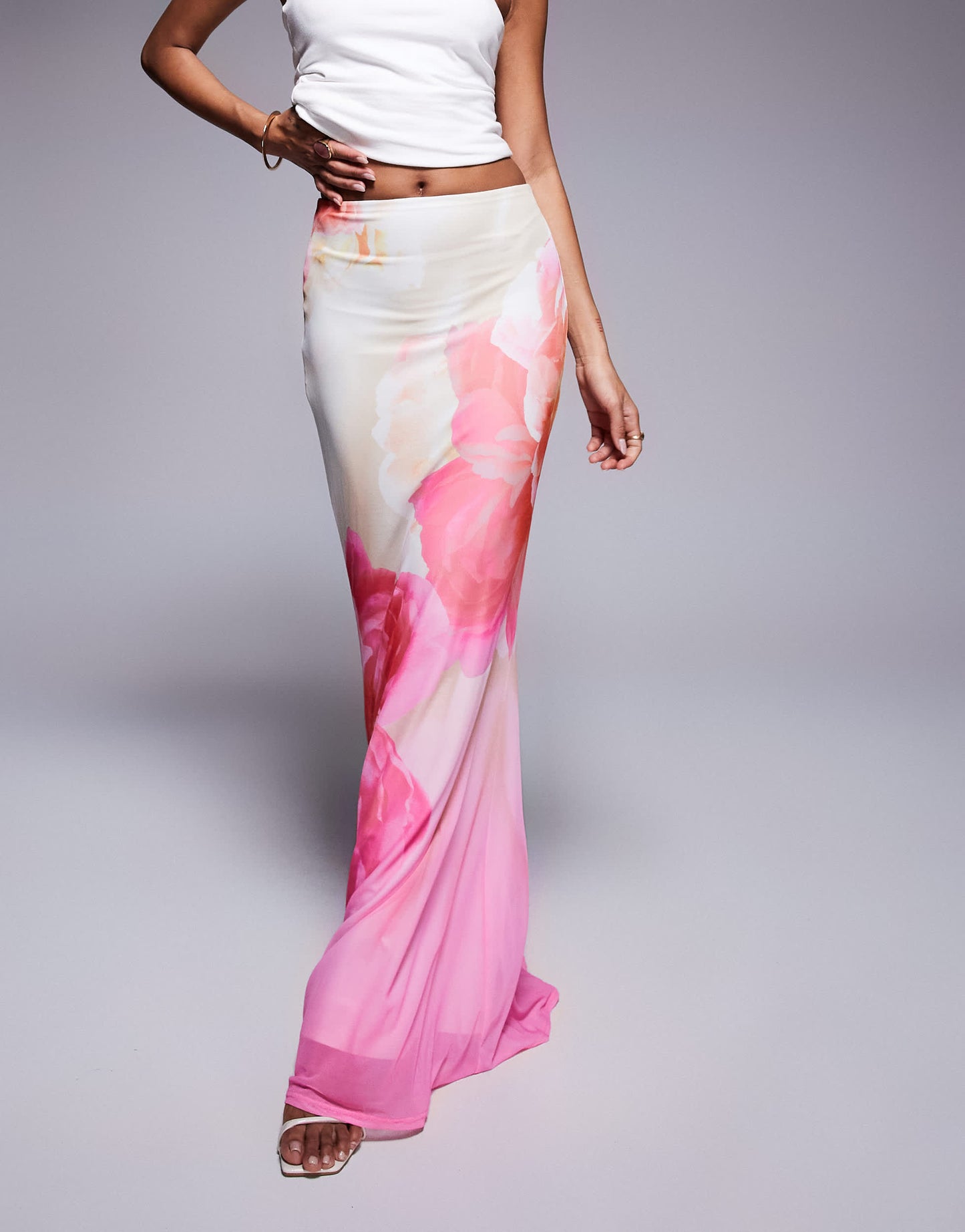 AFRM maxi skirt in ombre pink floral