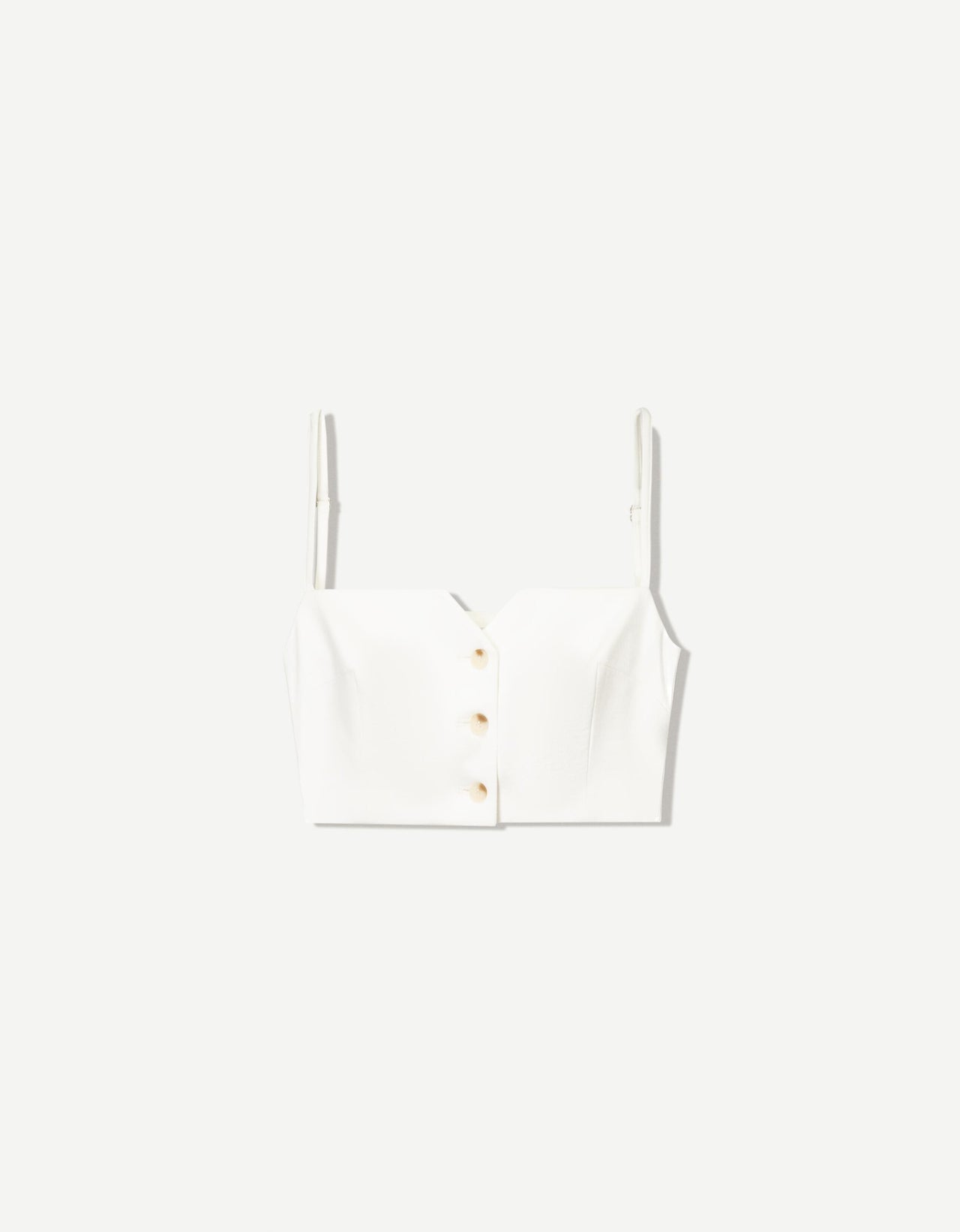 Bershka notch front tailored strappy top in ecru
