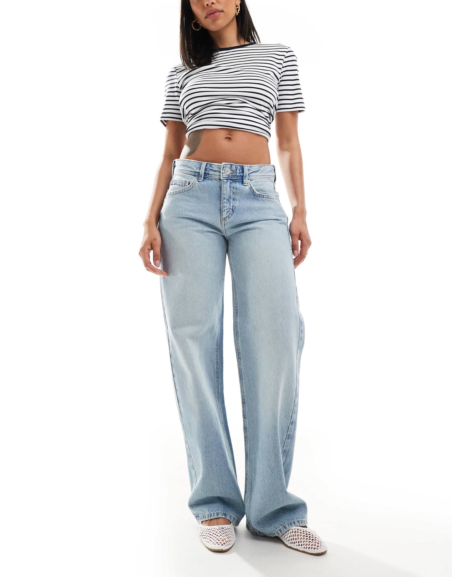 Pull&Bear low rise straight leg jean in light blue