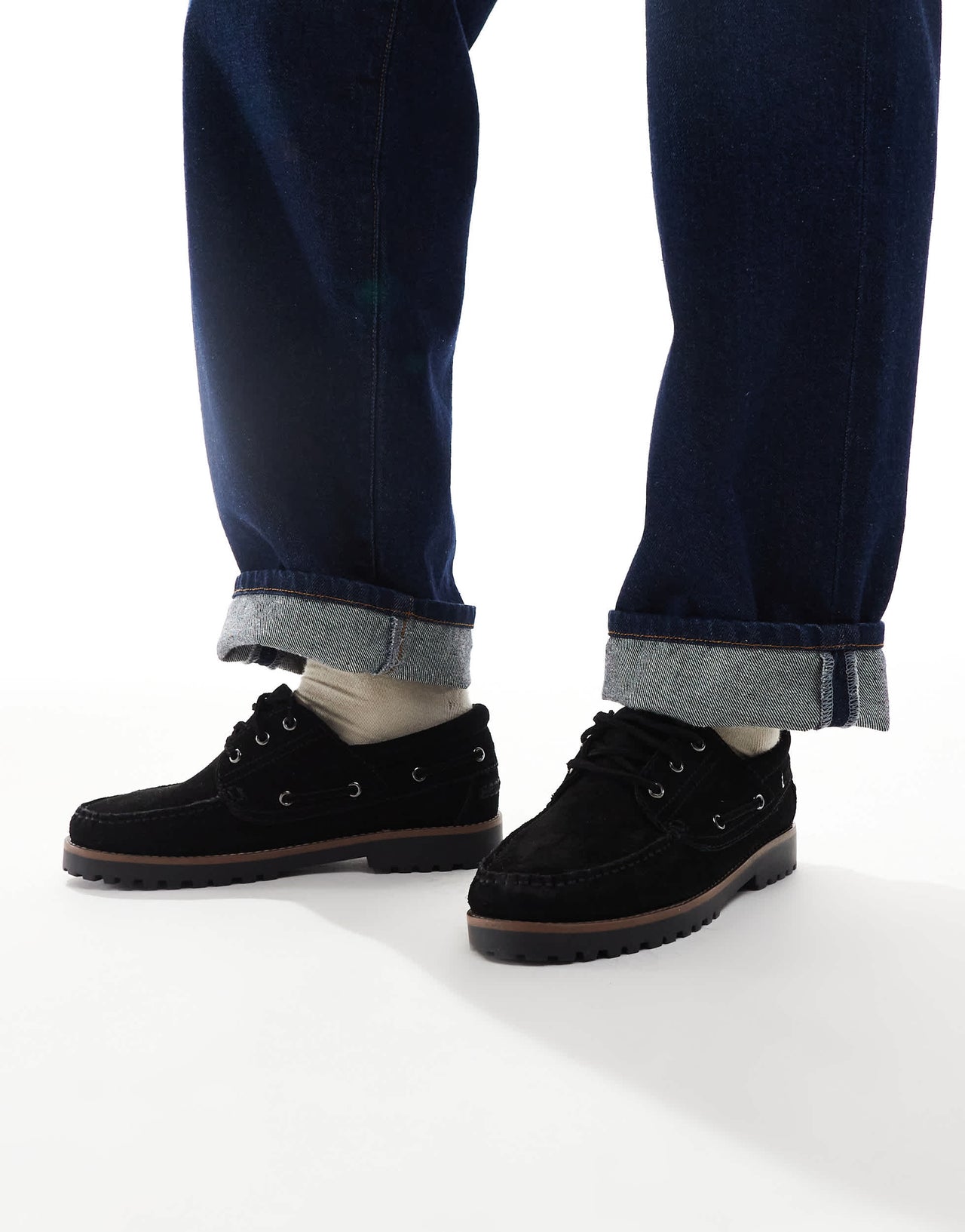 Jack & Jones suede boat shoe in black