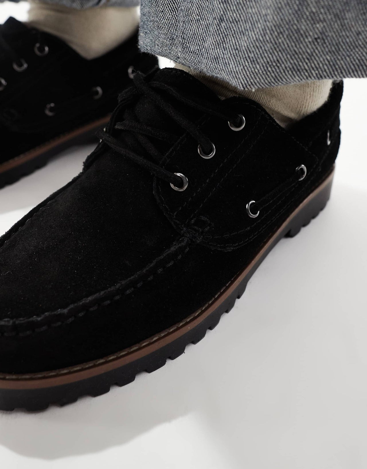 Jack & Jones suede boat shoe in black
