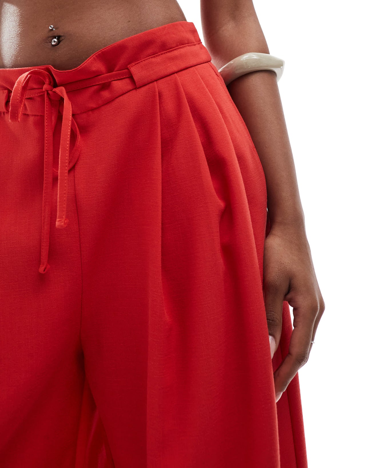Bershka wide leg tailored trousers co-ord in red