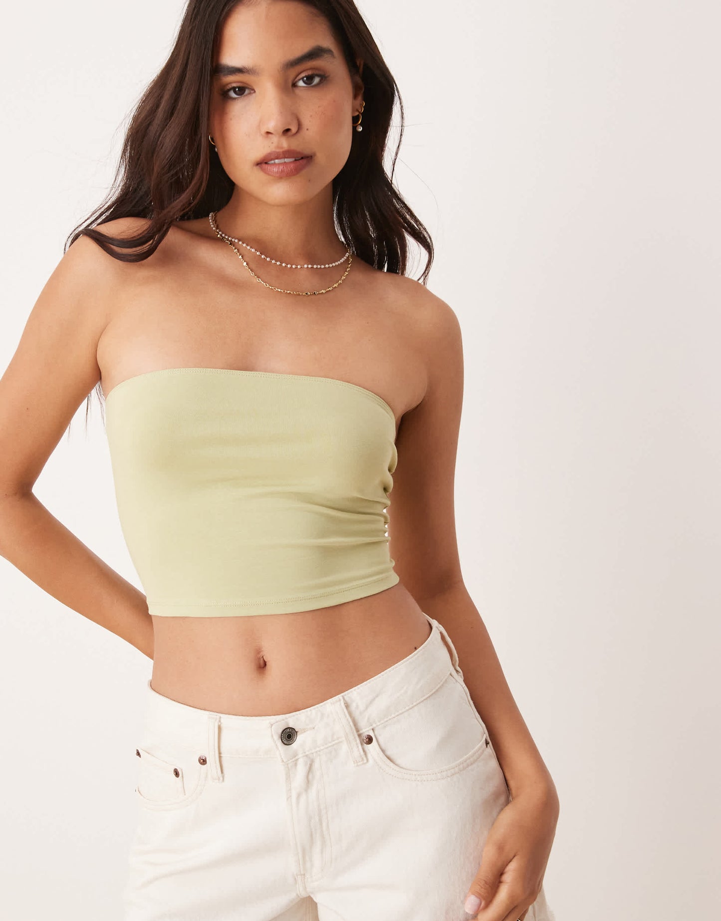 ASOS DESIGN ultimate cropped bandeau in winter green
