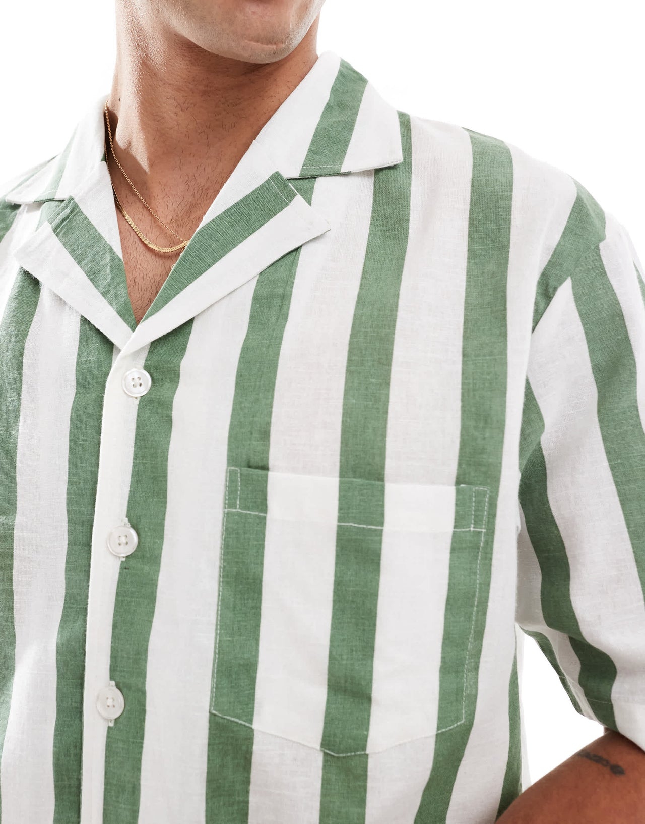 Sol Beach stripe beach shirt in khaki and white