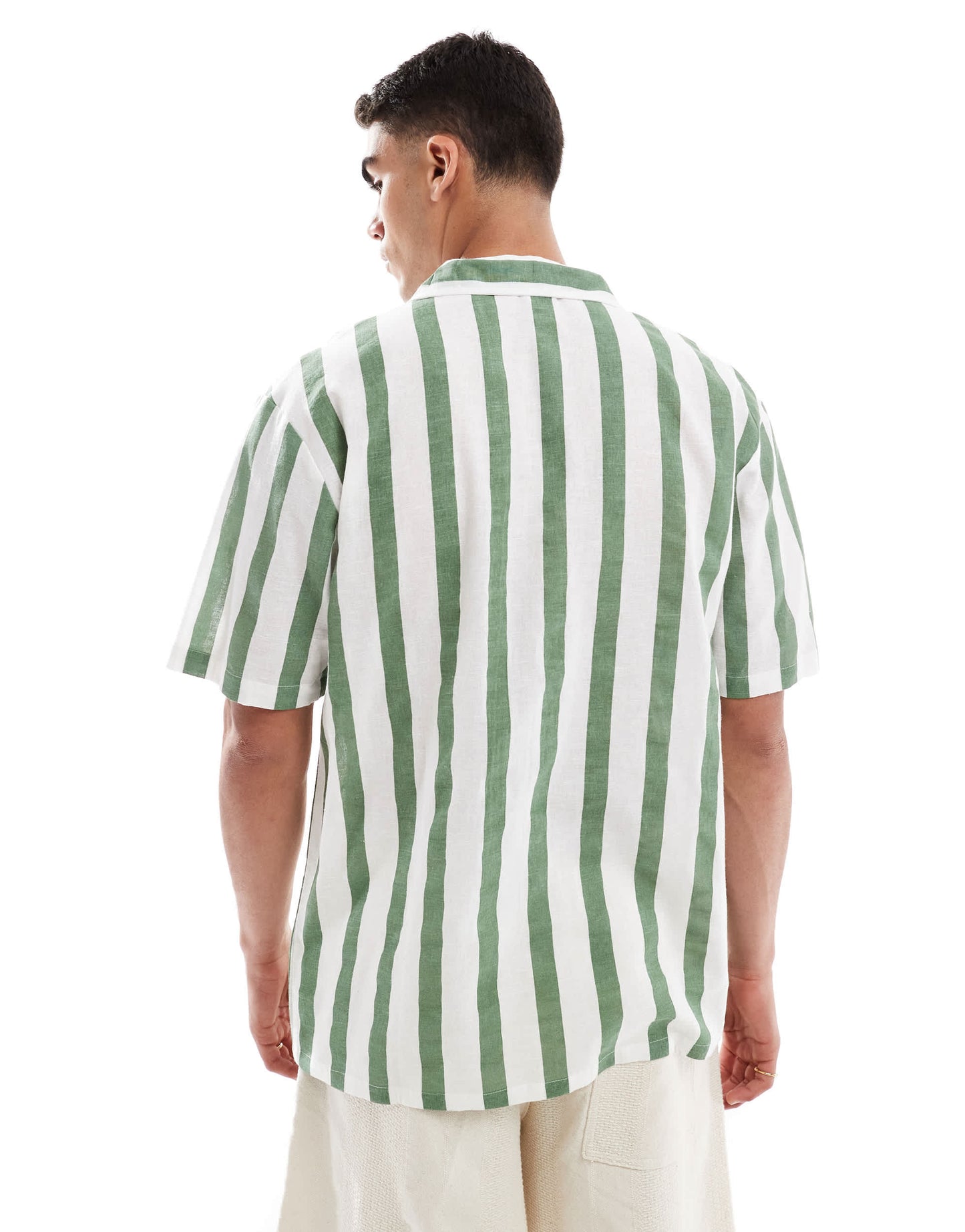 Sol Beach stripe beach shirt in khaki and white