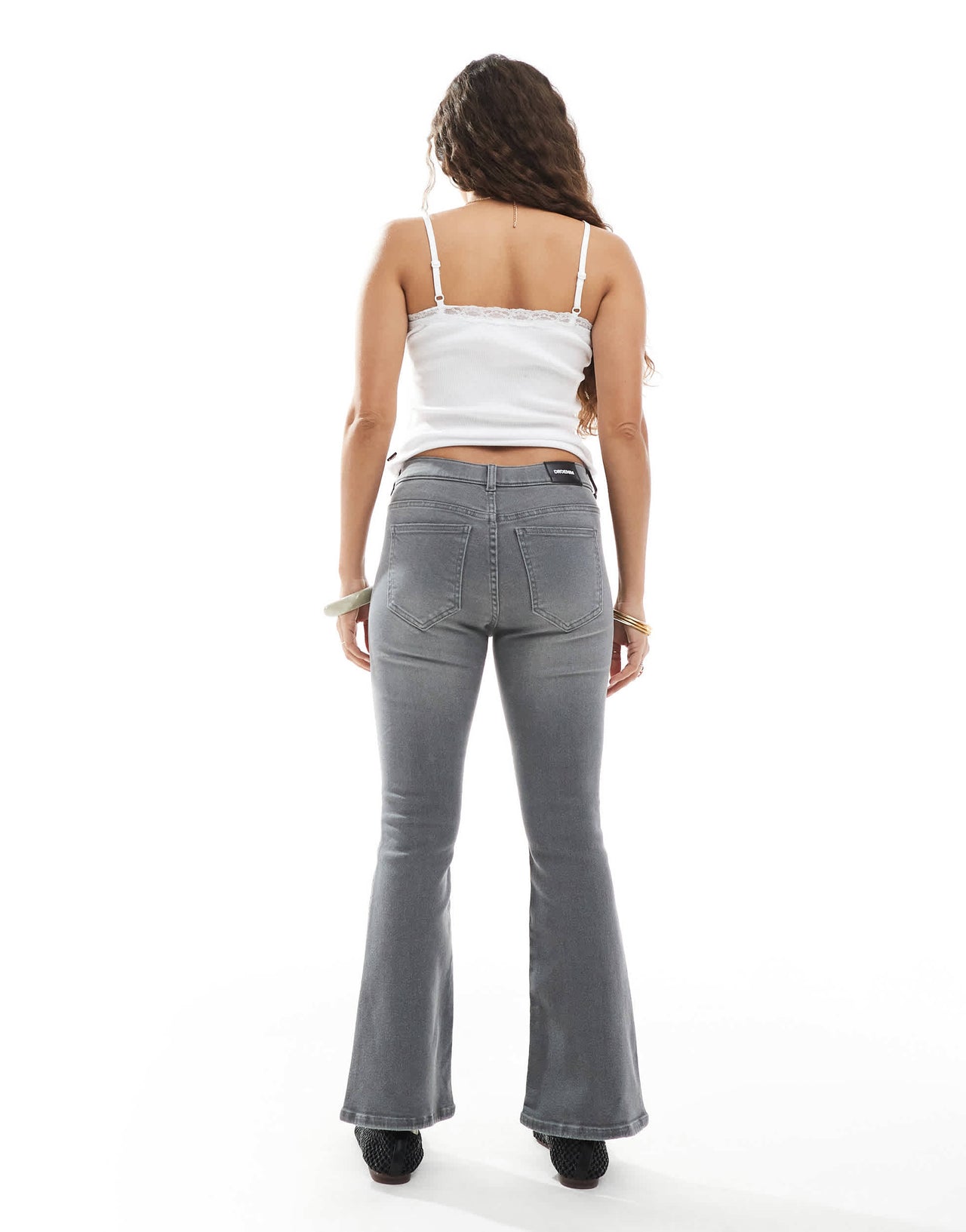 Dr Denim Petite Lexy Bootcut mid waist slim fit bootcut leg jeans in washed grey