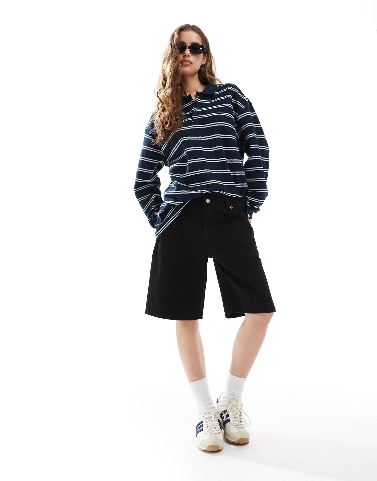 Dr Denim Lea low waist relaxed fit jort shorts in black