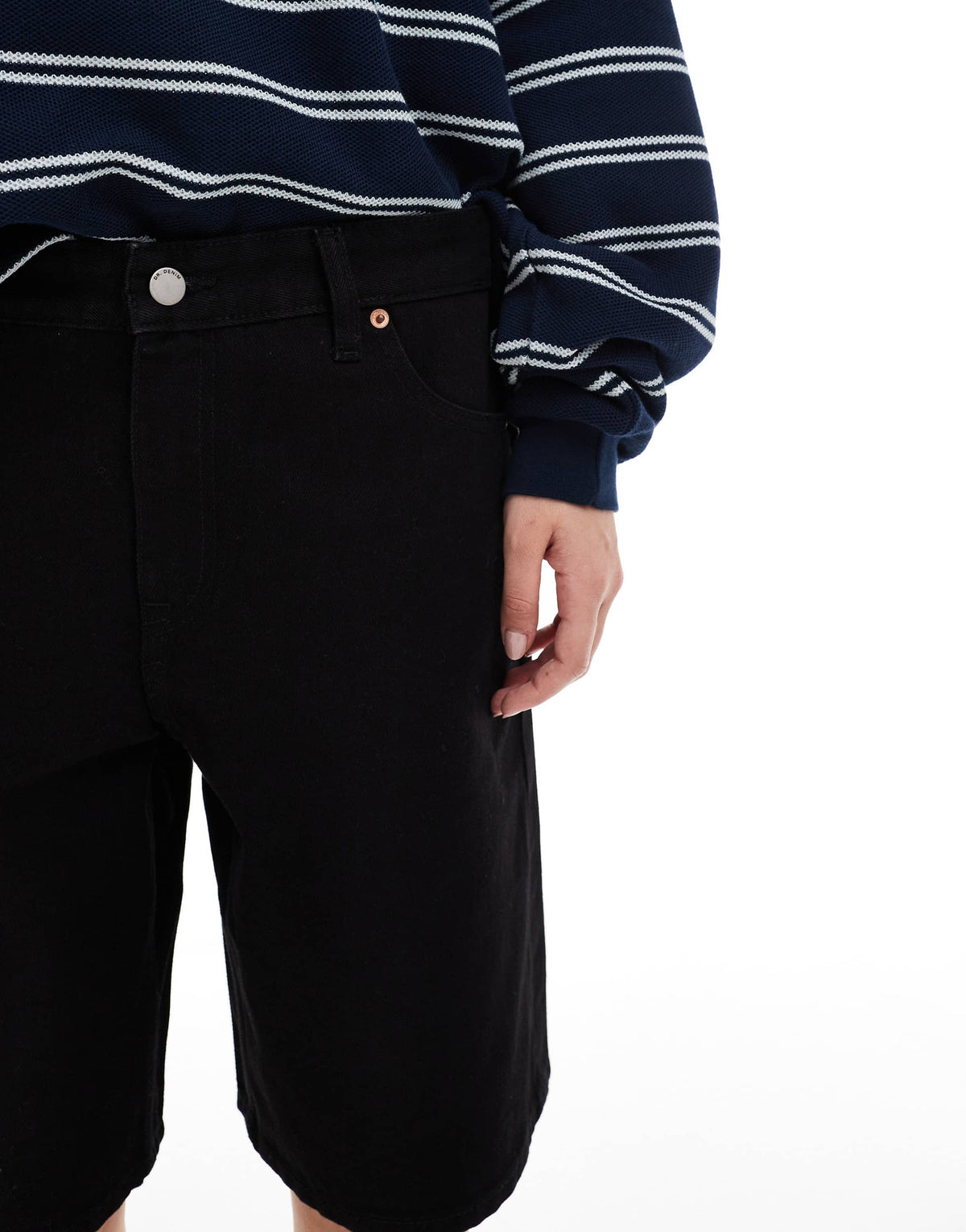 Dr Denim Lea low waist relaxed fit jort shorts in black