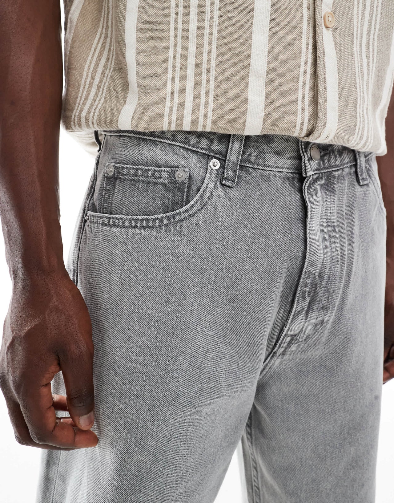 Dr Denim Omar relaxed fit mid waist shorts in ash grey wash