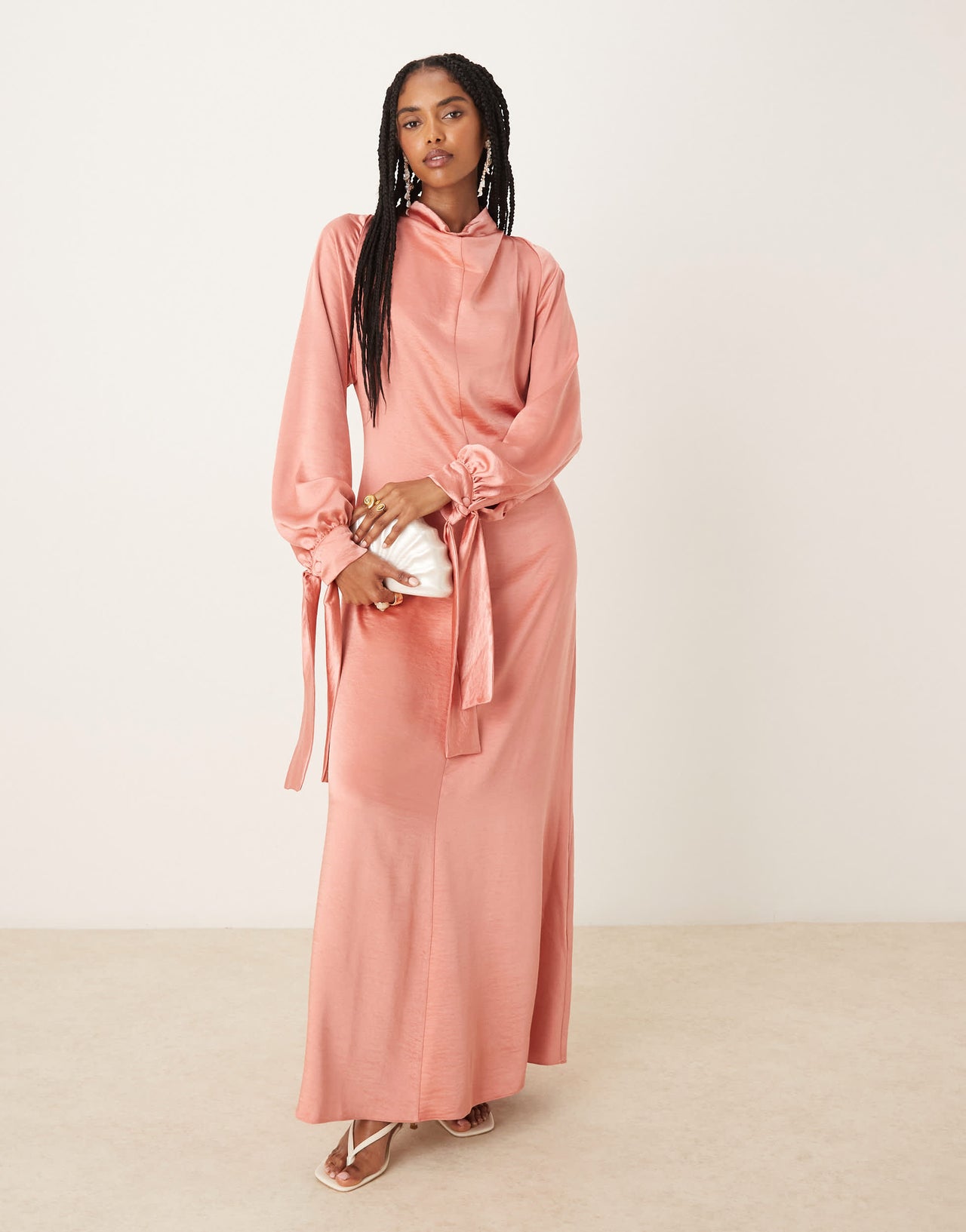 ASOS DESIGN blouson high neck maxi dress in rose