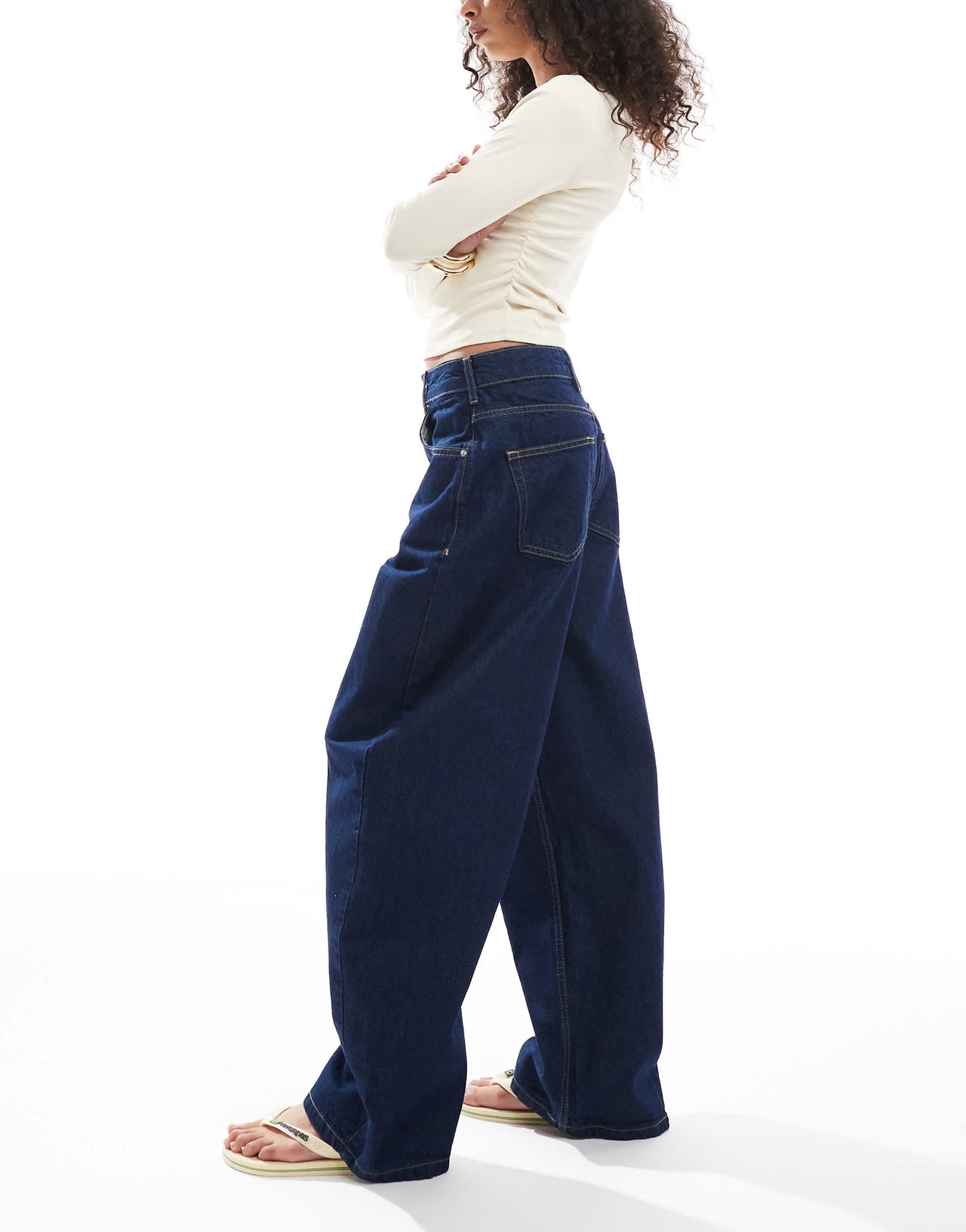ASOS DESIGN high waisted barrel leg jean in rinse