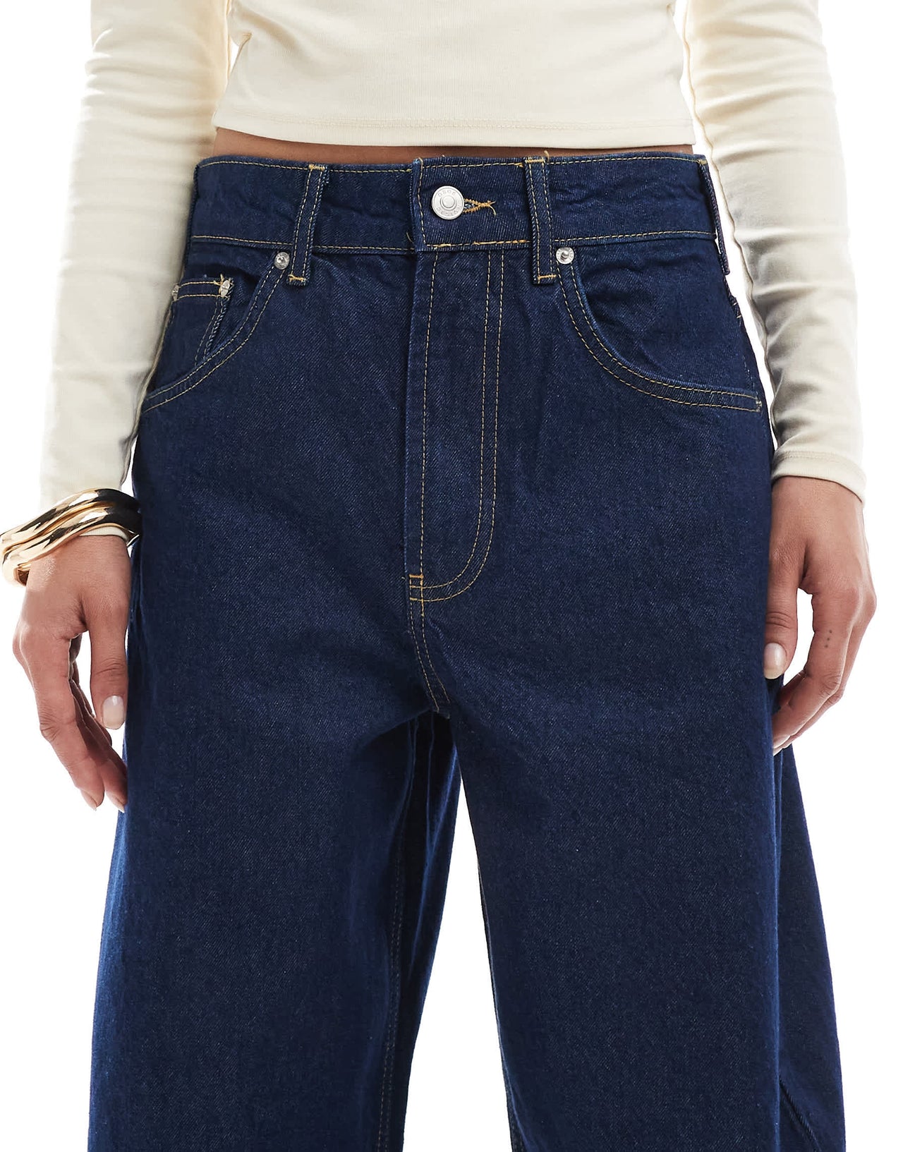 ASOS DESIGN high waisted barrel leg jean in rinse