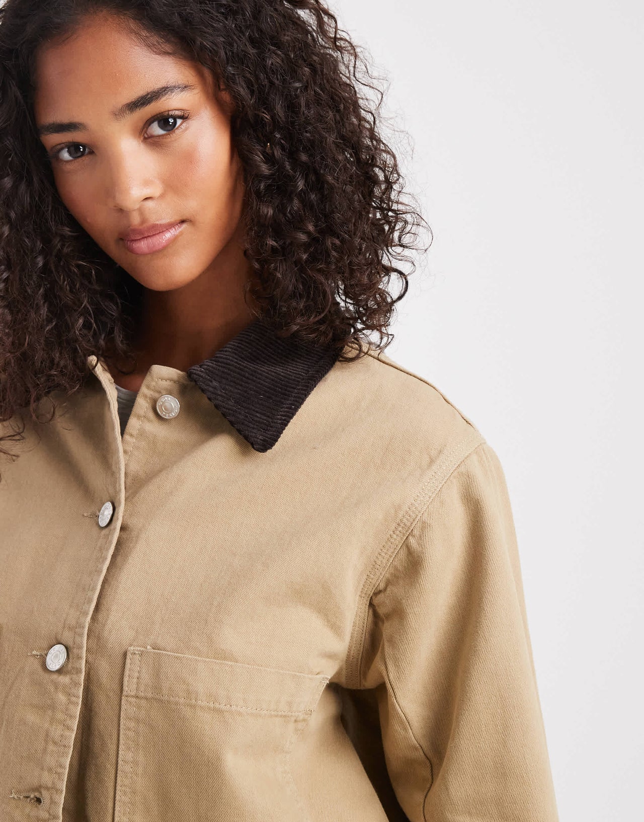 ASOS DESIGN crop denim barn jacket in stone