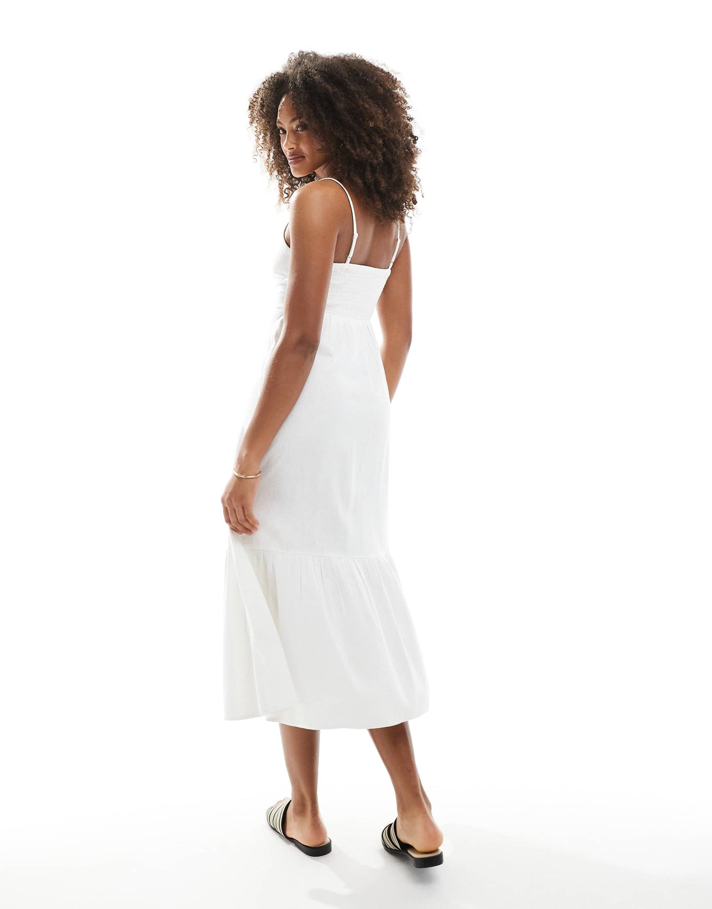 New Look button down midi dress in white