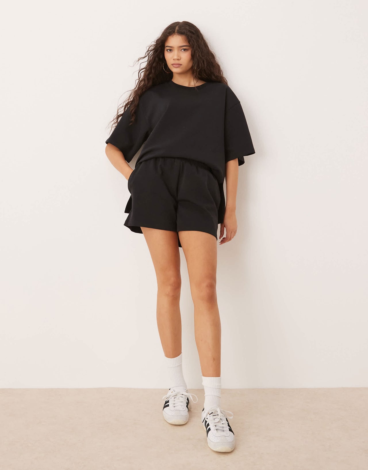 ASOS DESIGN co-ord interlock short in black