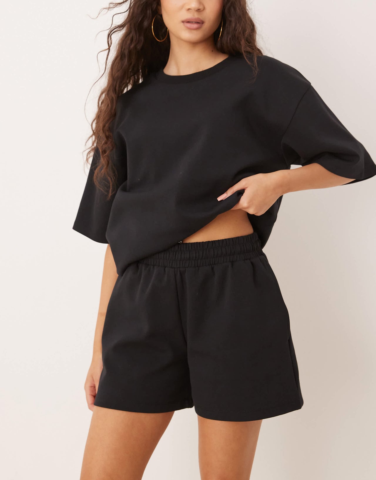 ASOS DESIGN co-ord interlock short in black